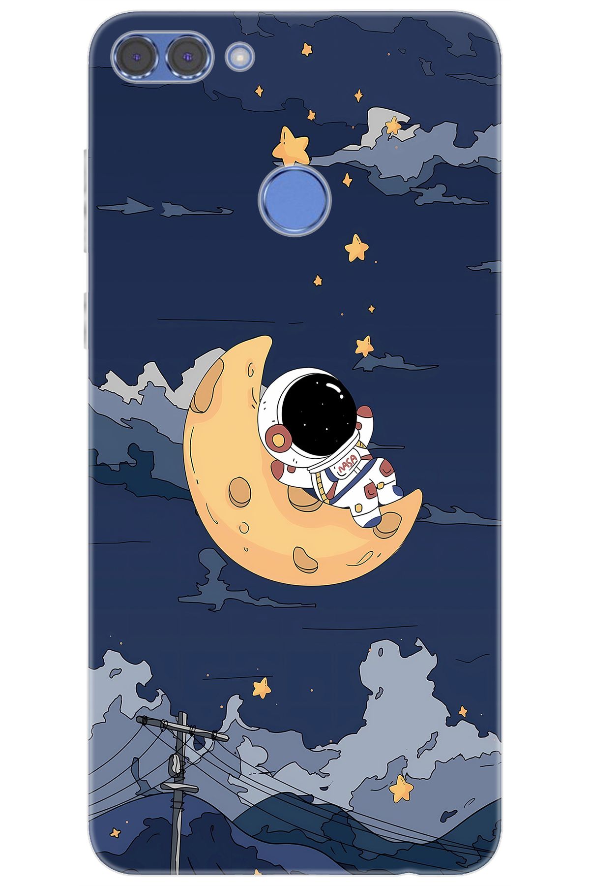 Ceppare Huawei Y9 2018 (FLA-LX1/LX2) Uyumlu Kılıf Desen Baskılı Silikon Astronot STK:684 CP-iqekAdL
