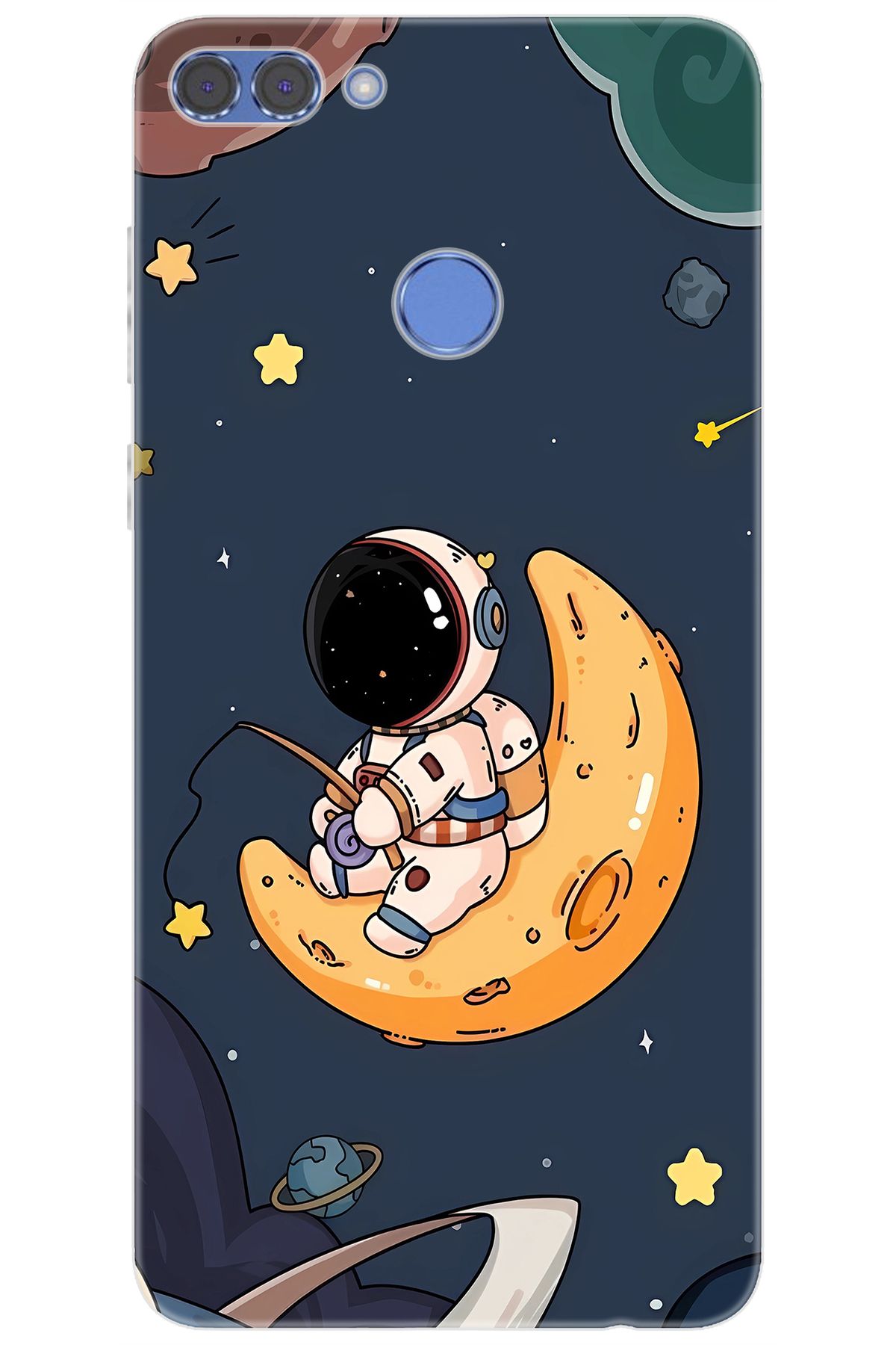 Ceppare Huawei Y9 2018 (FLA-LX1/LX2) Uyumlu Kılıf Desen Baskılı Silikon Astronot STK:698 CP-An8LOUA