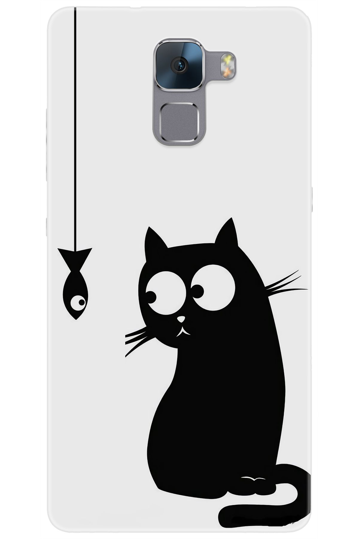 Ceppare Huawei Honor 7 (PLK-L01) Uyumlu Kılıf Desen Baskılı Silikon Balık ve Kedi STK:747 CP-c5XwRRA