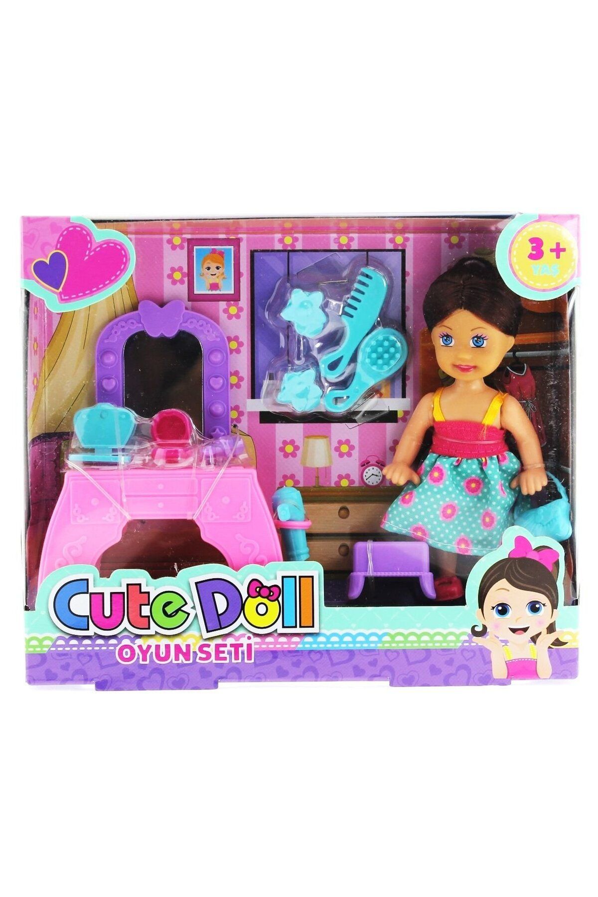 OEM Cute Doll Mini Bebek Aksesuarlı ve Makyaj Masalı Oyun Seti