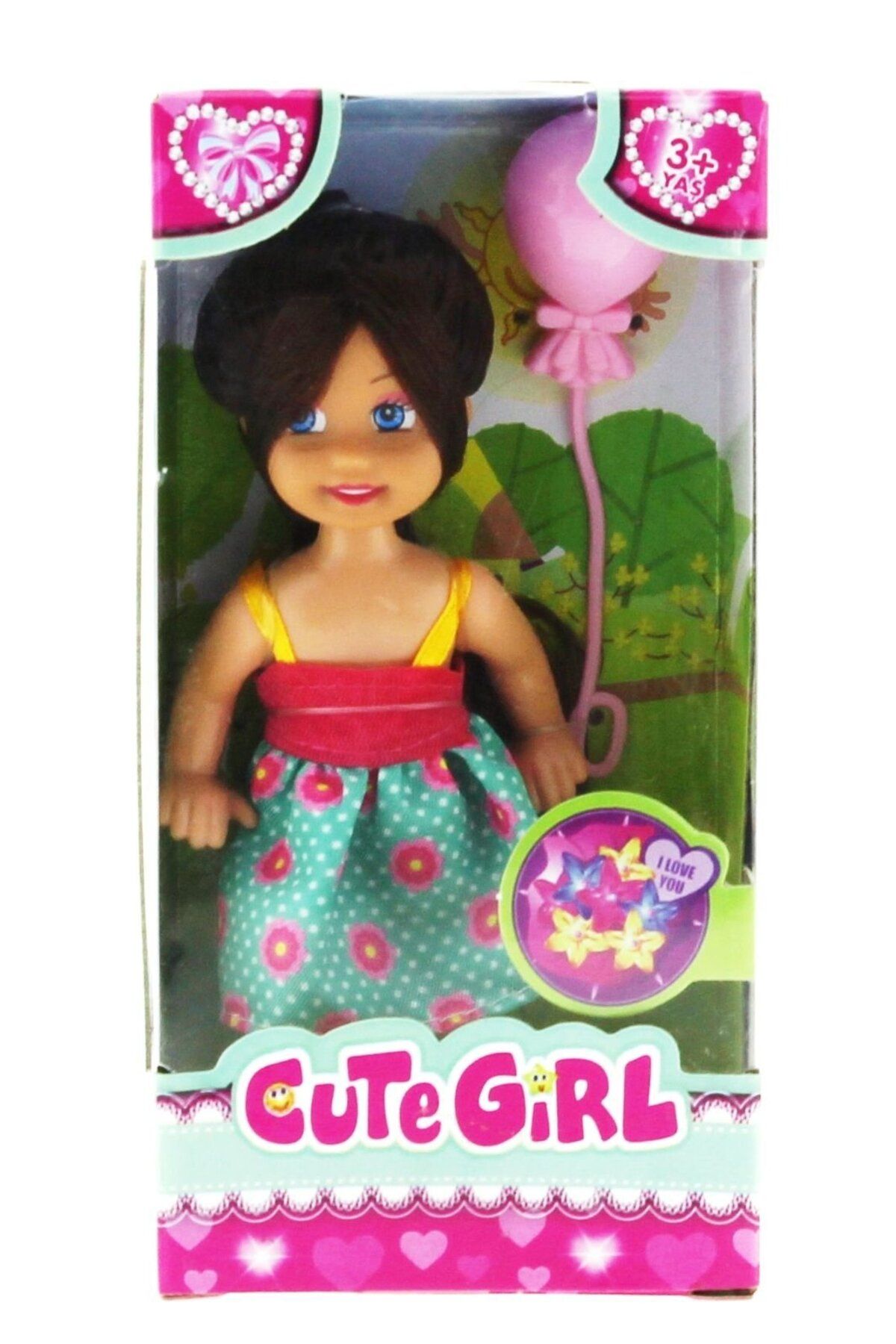 OEM Cute Girl Pembe Balonlu Kumral Mini Bebek