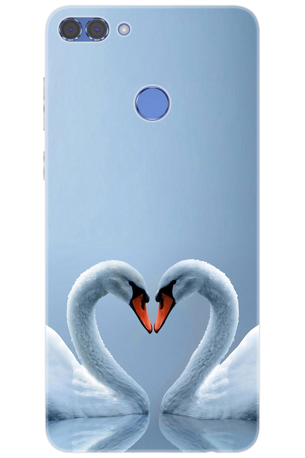 Ceppare Huawei Y9 2018 (FLA-LX1/LX2) Uyumlu Kılıf Desen Baskılı Silikon Kuğ ve Kalp STK:305 CP-zMmGsSr