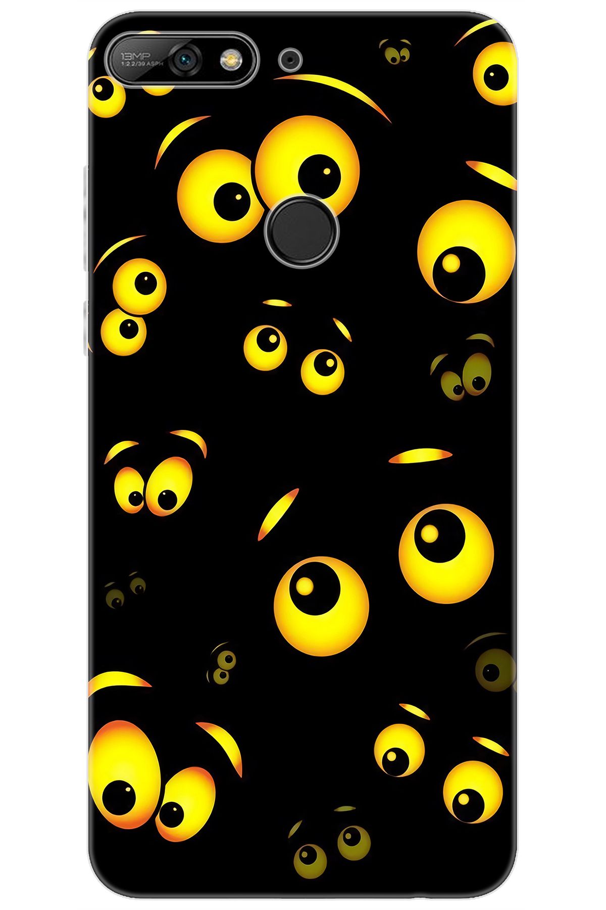 Ceppare Huawei Y7 PRO 2018 (LDN-LX2) Uyumlu Kılıf Desen Baskılı Silikon Emoji Gözler STK:746 CP-b1tESZZ