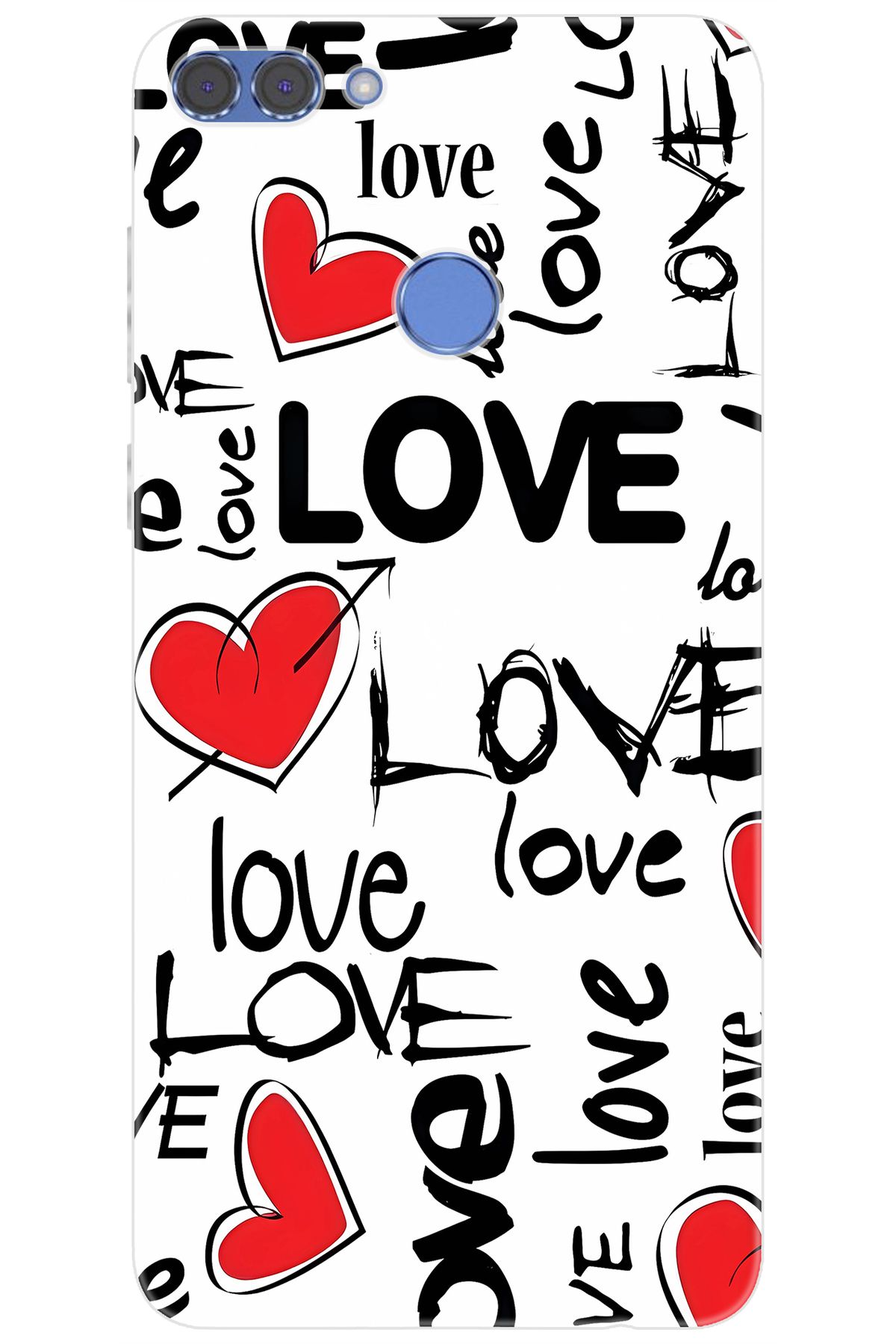Ceppare Huawei Y9 2018 (FLA-LX1/LX2) Uyumlu Kılıf Desen Baskılı Silikon Love Kalpler STK:638 CP-6GhVSuP