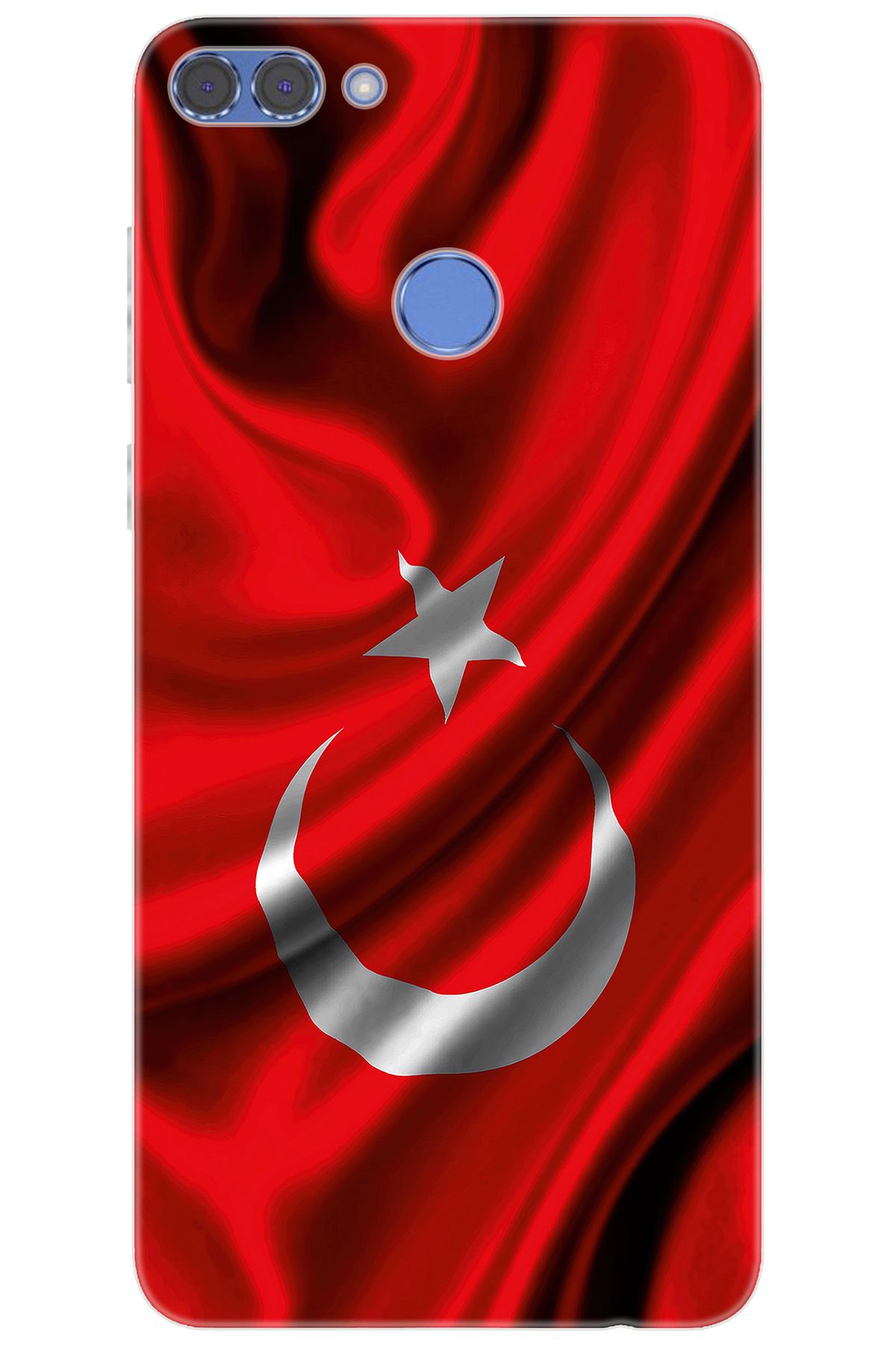 Ceppare Huawei Y9 2018 (FLA-LX1/LX2) Uyumlu Kılıf Desenli Silikon Dalgalı Türk Bayrağı STK:369 CP-18lNGta