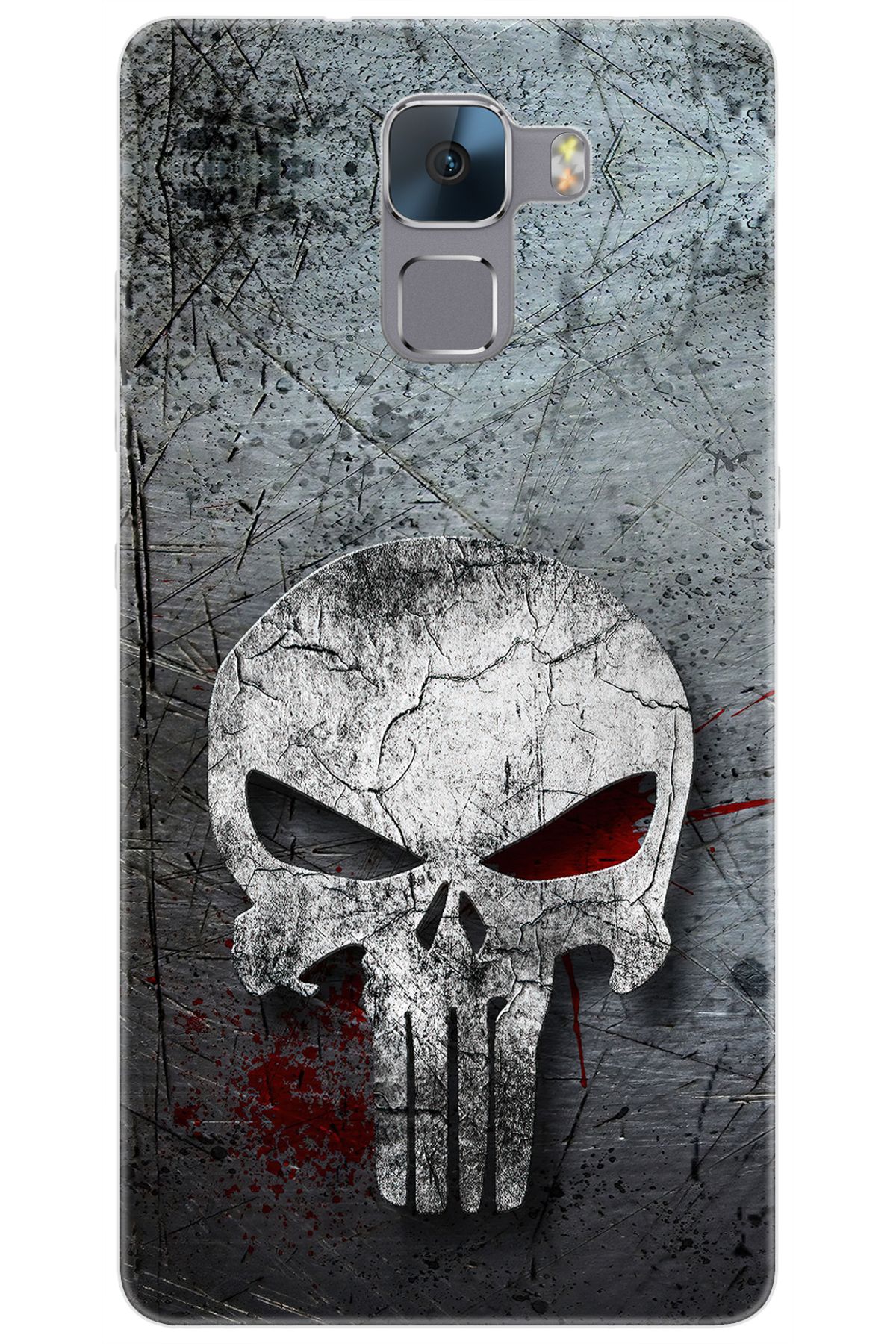 Ceppare Huawei Honor 7 (PLK-L01) Uyumlu Kılıf Desen Baskılı Silikon Gri Kuru Kafa STK:218 CP-5MnkIaq