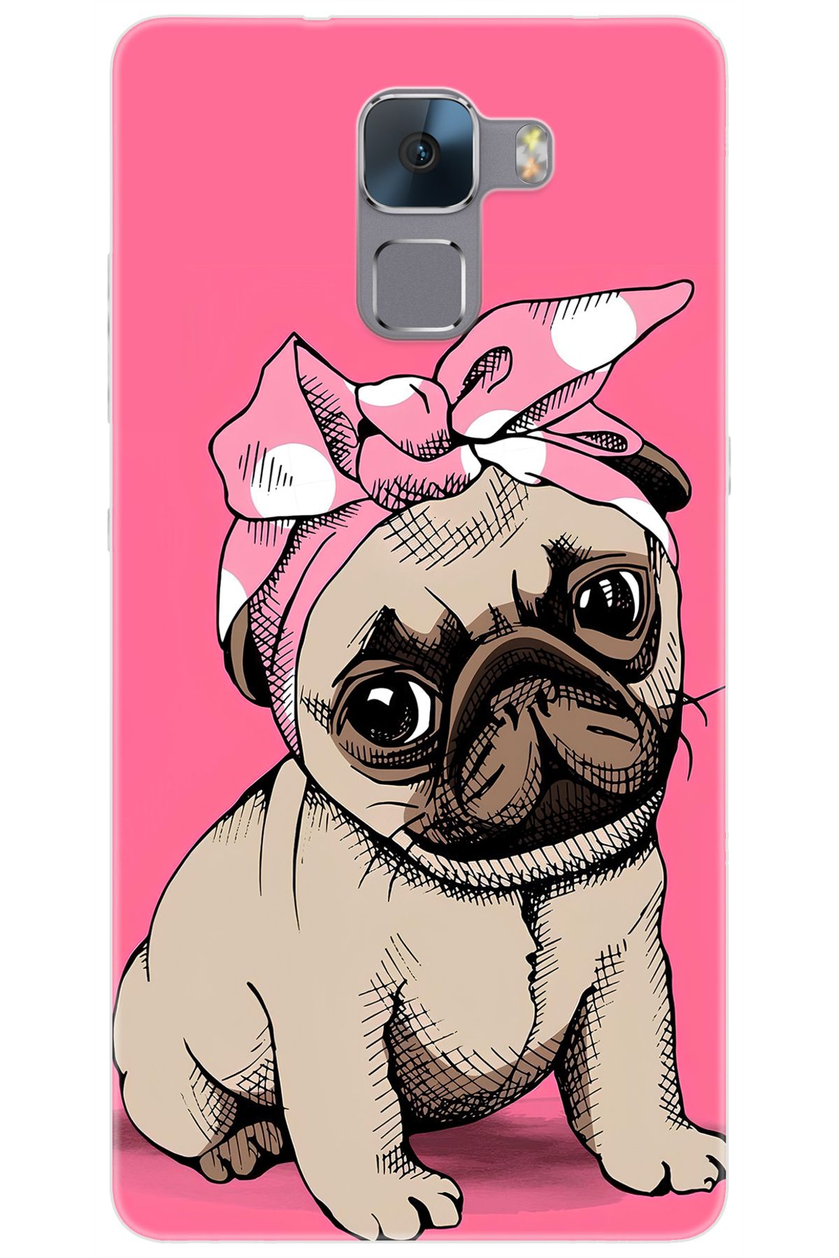 Ceppare Huawei Honor 7 (PLK-L01) Uyumlu Kılıf Desen Baskılı Silikon Sevimli Pug STK:748 CP-jjD8IMn
