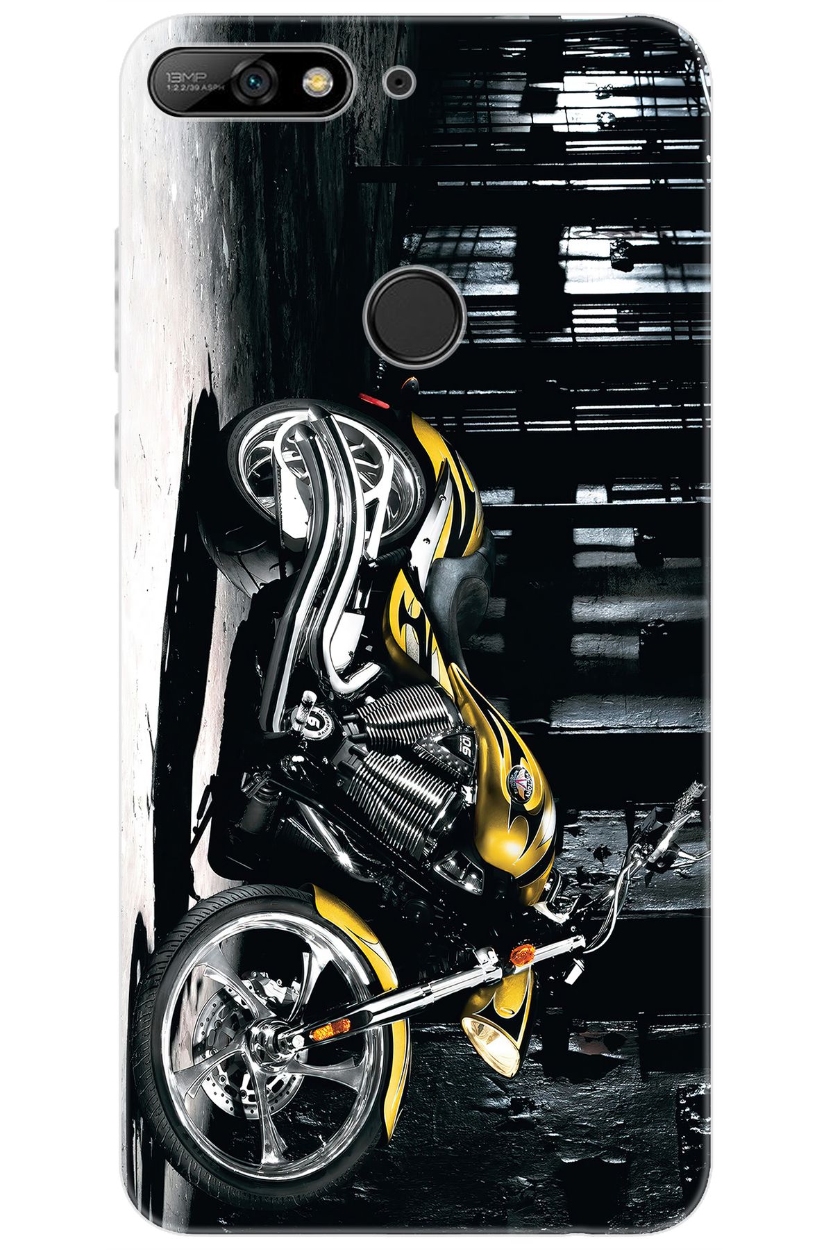 Ceppare Huawei Y7 PRO 2018 (LDN-LX2) Uyumlu Kılıf Desen Baskılı Silikon Motorcycle STK:297 CP-5yE61xk