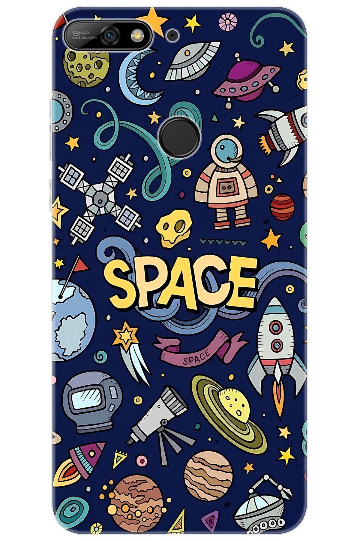 Ceppare Huawei Y7 PRO 2018 (LDN-LX2) Uyumlu Kılıf Desen Baskılı Silikon Space STK:623 CP-GAcp7LS
