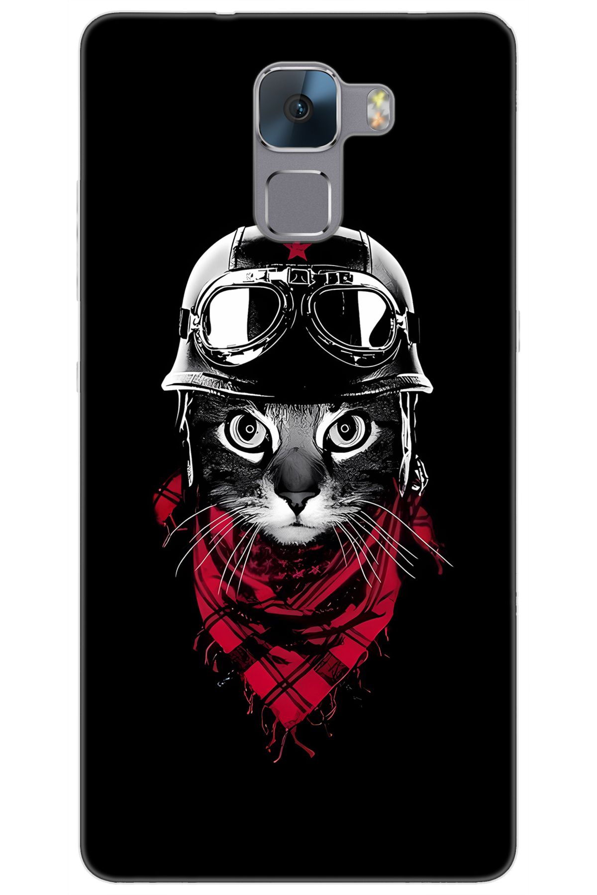 Ceppare Huawei Honor 7 (PLK-L01) Uyumlu Kılıf Desen Baskılı Silikon Pilot Kedi STK:656 CP-PUyezIj