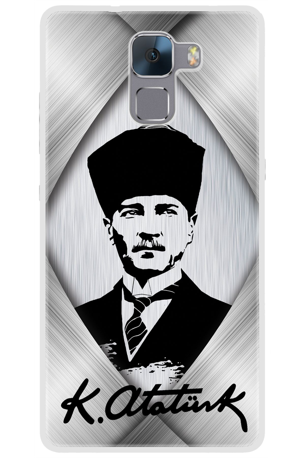 Ceppare Huawei Honor 7 (PLK-L01) Uyumlu Kılıf Desen Baskılı Silikon Atatürk Tasarım STK:402 CP-5I3pAha