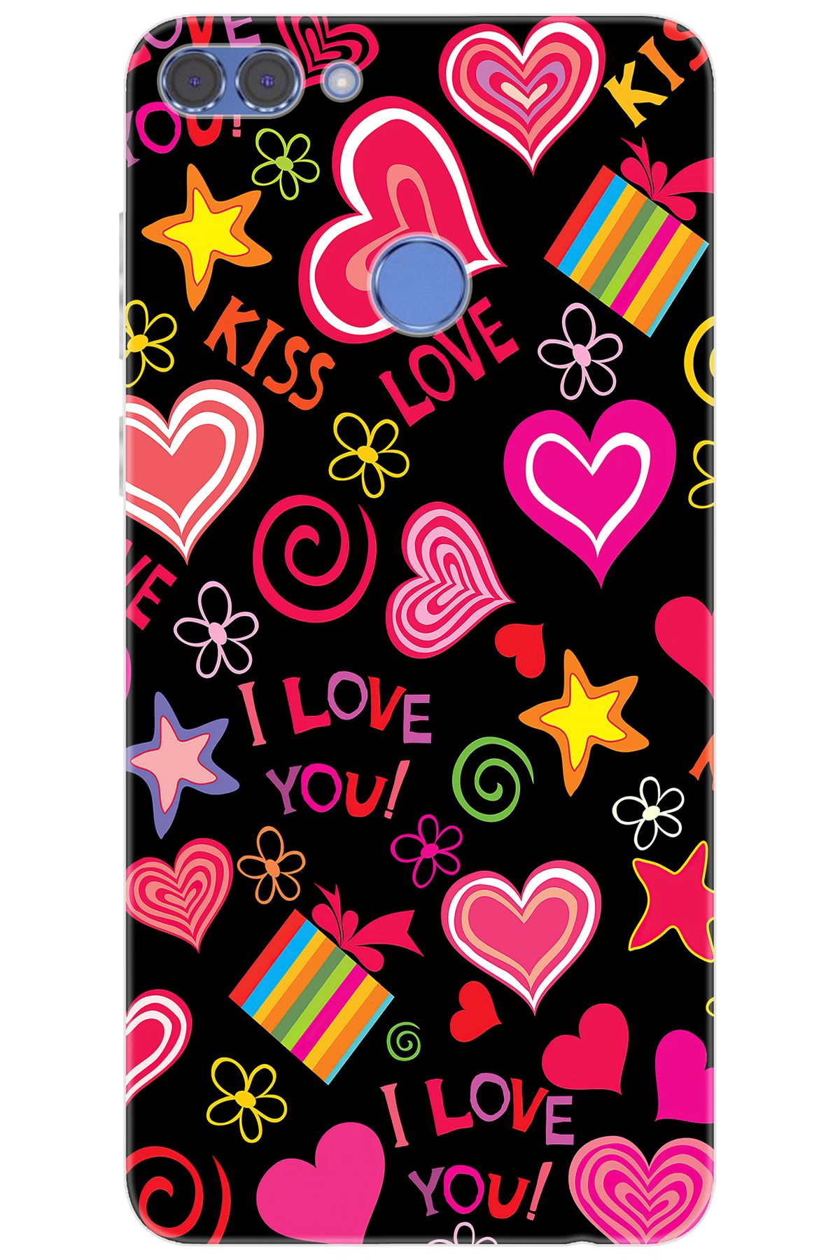 Ceppare Huawei Y9 2018 (FLA-LX1/LX2) Uyumlu Kılıf Desen Baskılı Silikon Kıss Love STK:265 CP-1DvFCgZ