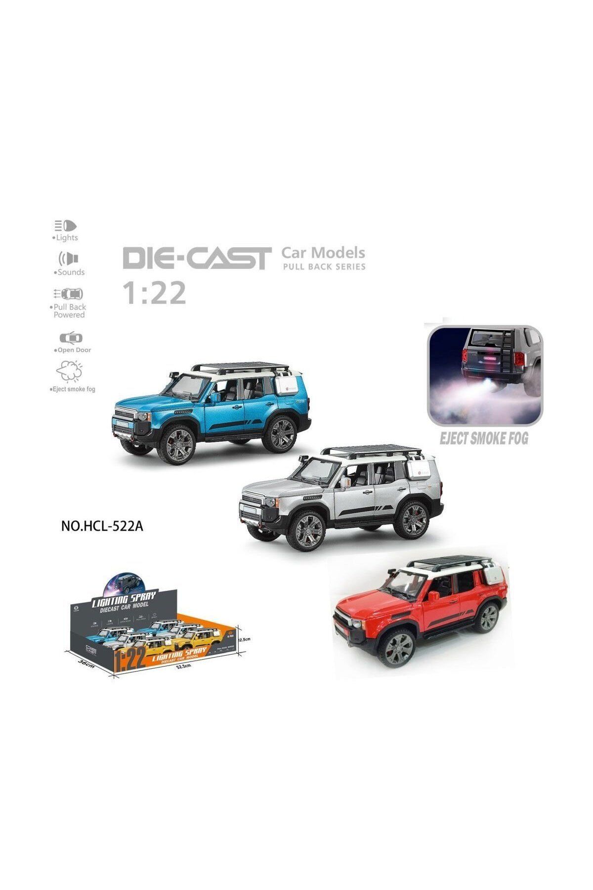 OEM HCL-522A Çek Bırak 1:22 Sesli Ve Işıklı Buharlı Off-Road Metal Jeep
