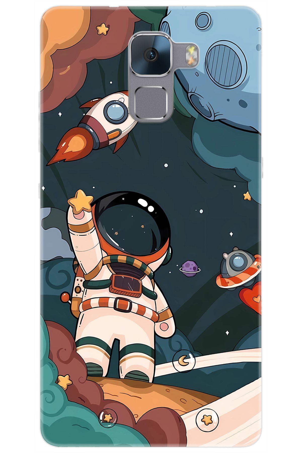 Ceppare Huawei Honor 7 (PLK-L01) Uyumlu Kılıf Desen Baskılı Silikon Astronot STK:696 CP-KJ6gU5T