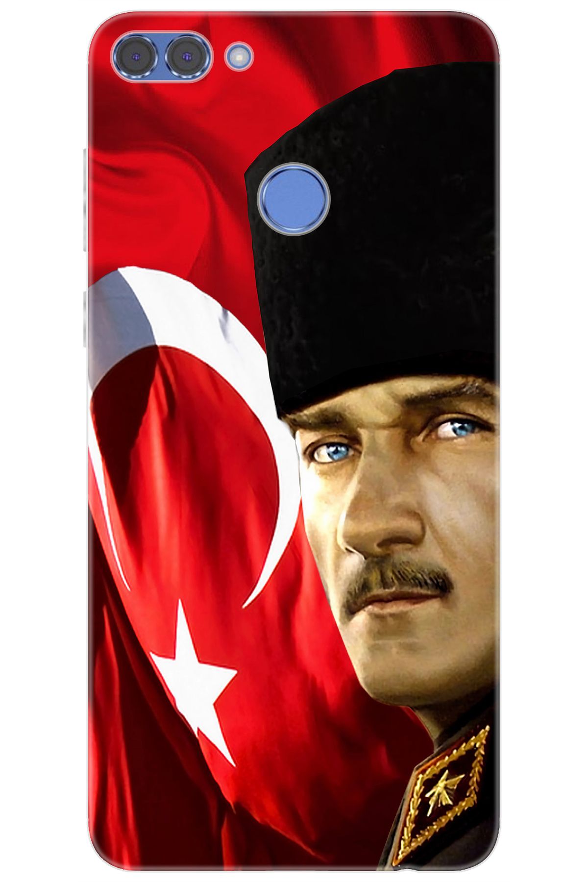 Ceppare Huawei Y9 2018 (FLA-LX1/LX2) Uyumlu Kılıf Desenli Silikon Atatürk ve Türk Bayrağı STK:726 CP-egfZBkO