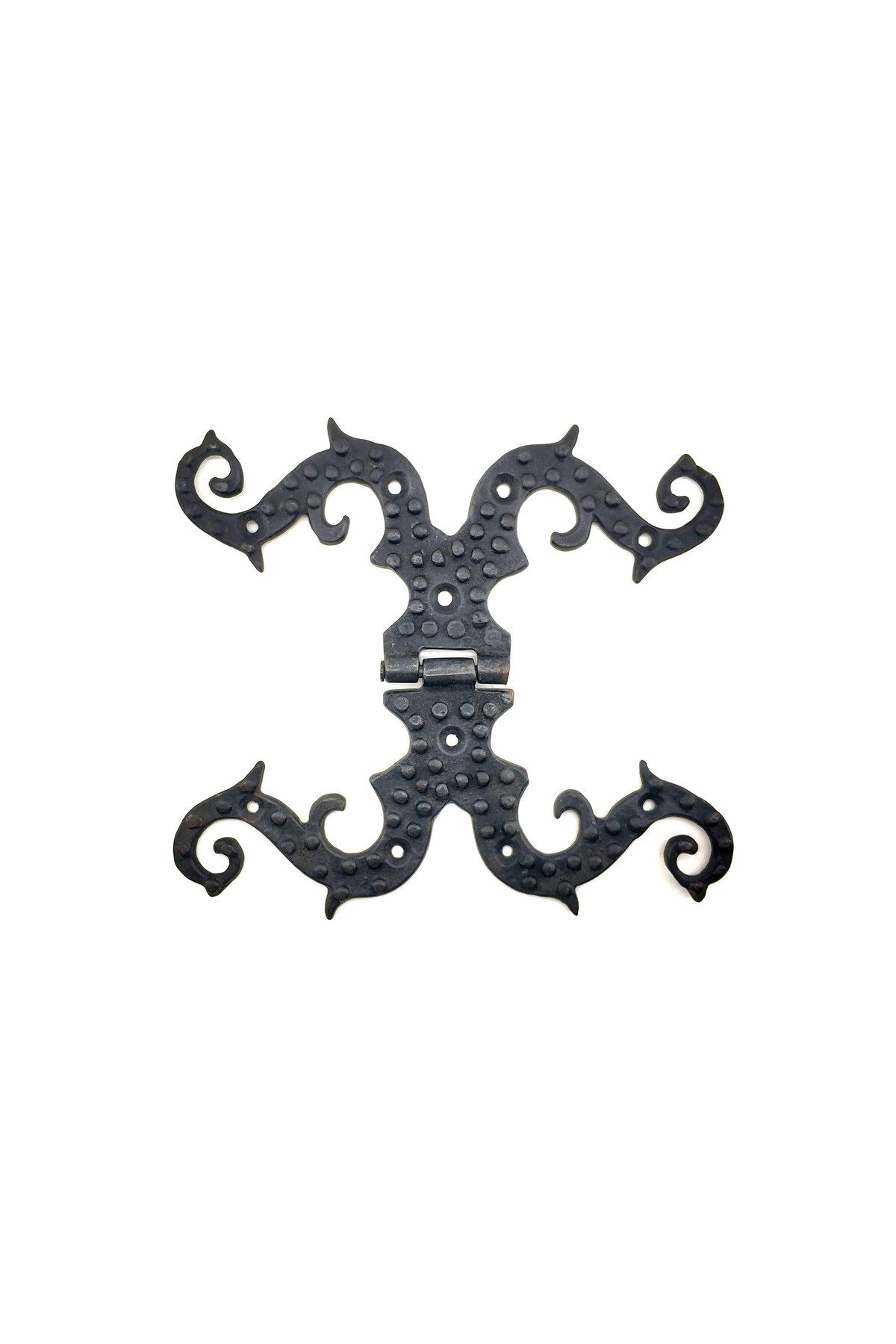 OEM Antika Tarz Dekoratif Pirinç Süslü Menteşe - 190x170 mm, Oksit