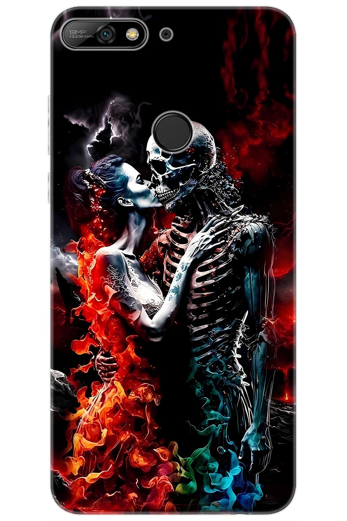 Ceppare Huawei Y7 PRO 2018 (LDN-LX2) Uyumlu Kılıf Desen Baskılı Silikon İskelet Aşıklar STK:666 CP-SfxmXNG