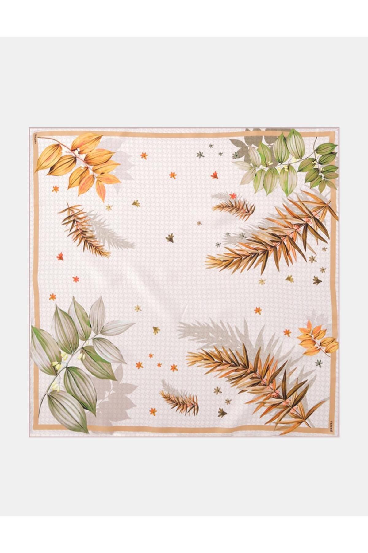 Kayra Monogram Desen Twill İpek Eşarp Taş