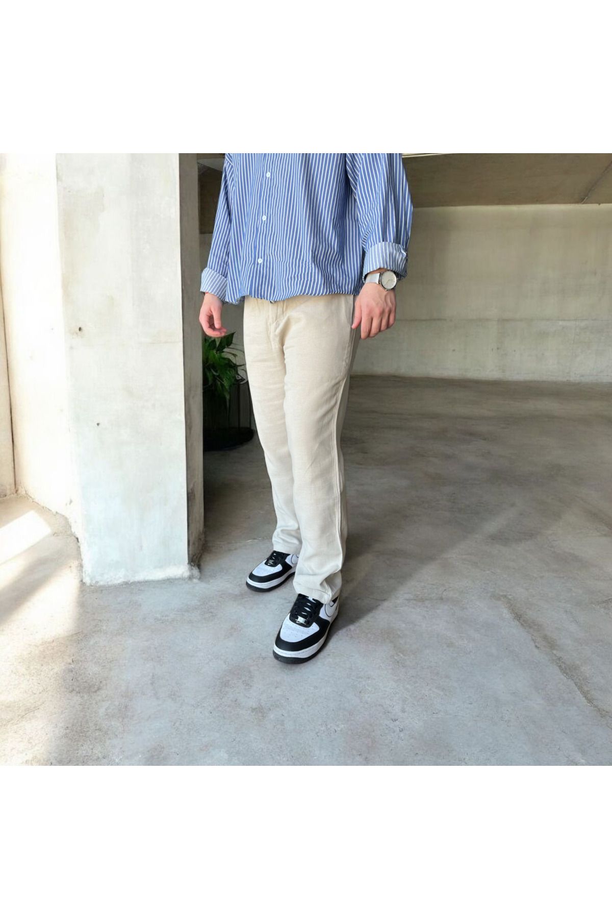 Roil Wear Keten Bej Baggy Pantolon