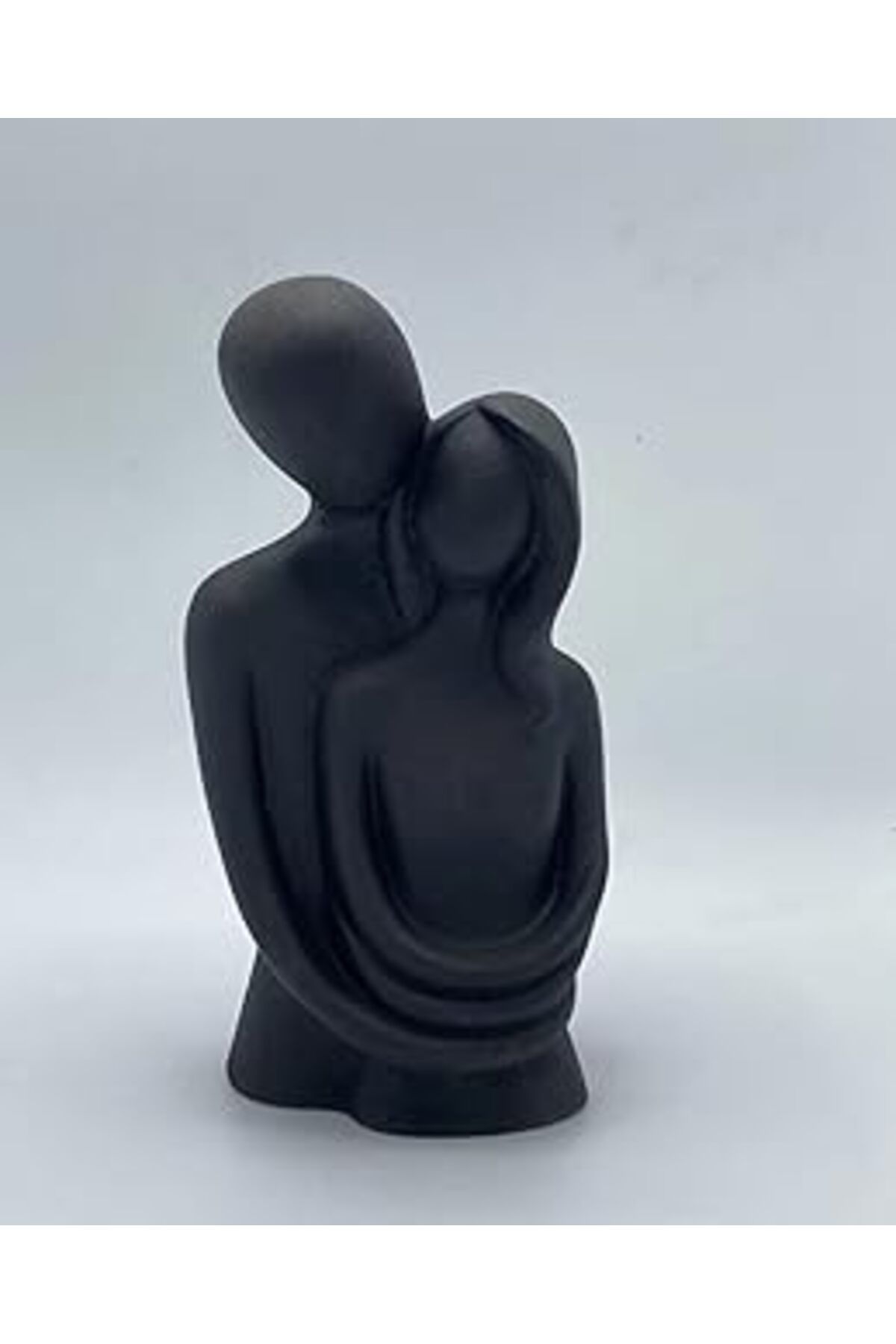 karadağsb Leptomeriya Lptoa05%100 Beton El Yapımı Özel Tasarım Sarılan Sevgililer Biblo, Siyah, 22Cmx8.5Cm
