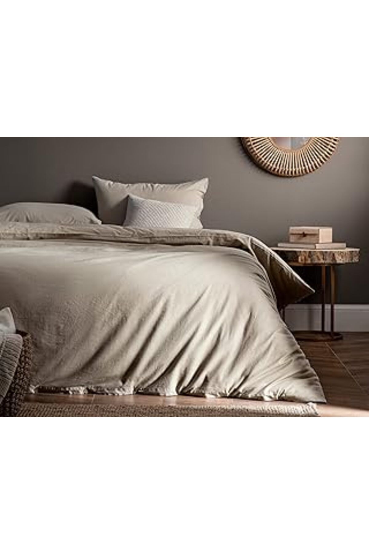 NZM TİCARET Madame Nt0000000111 Mer Tek Kişilik Yıkamalı Linen Nevresim Takımı, Bej