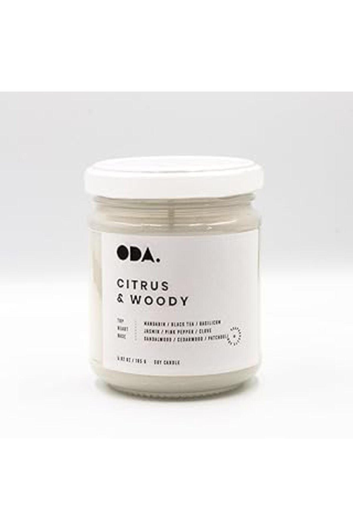 Pazarcan Citrus & Woody - Narenciye & Odunsu Kokulu Dekoratif Beyaz Kapaklı Kavanoz Soya Mumu I 165 Gr (Beya