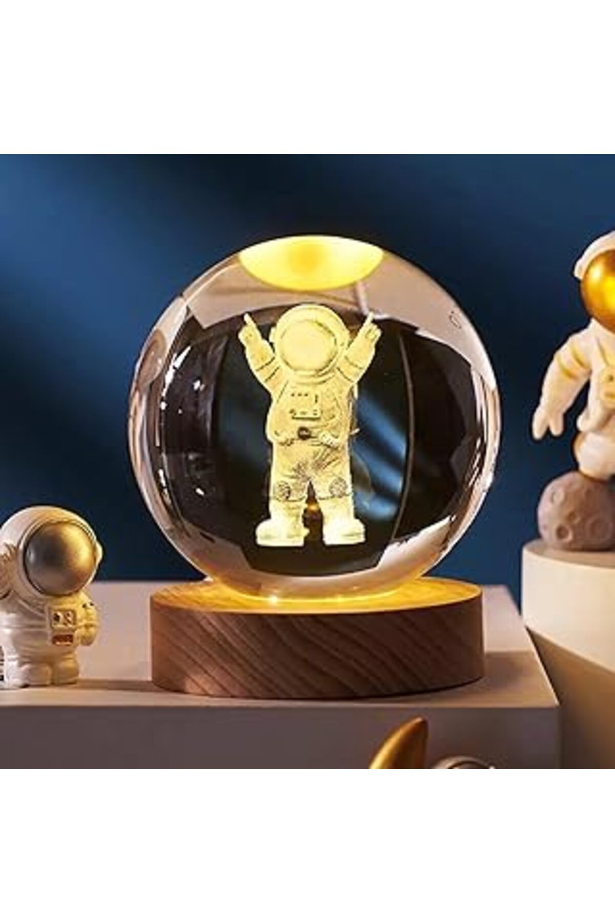 robotrend Cam Küre Işıklı Göz Yormayan Cool Astronot Motifli Masaüstü Aydınlatma Gece Lambası Dekoratif Odası