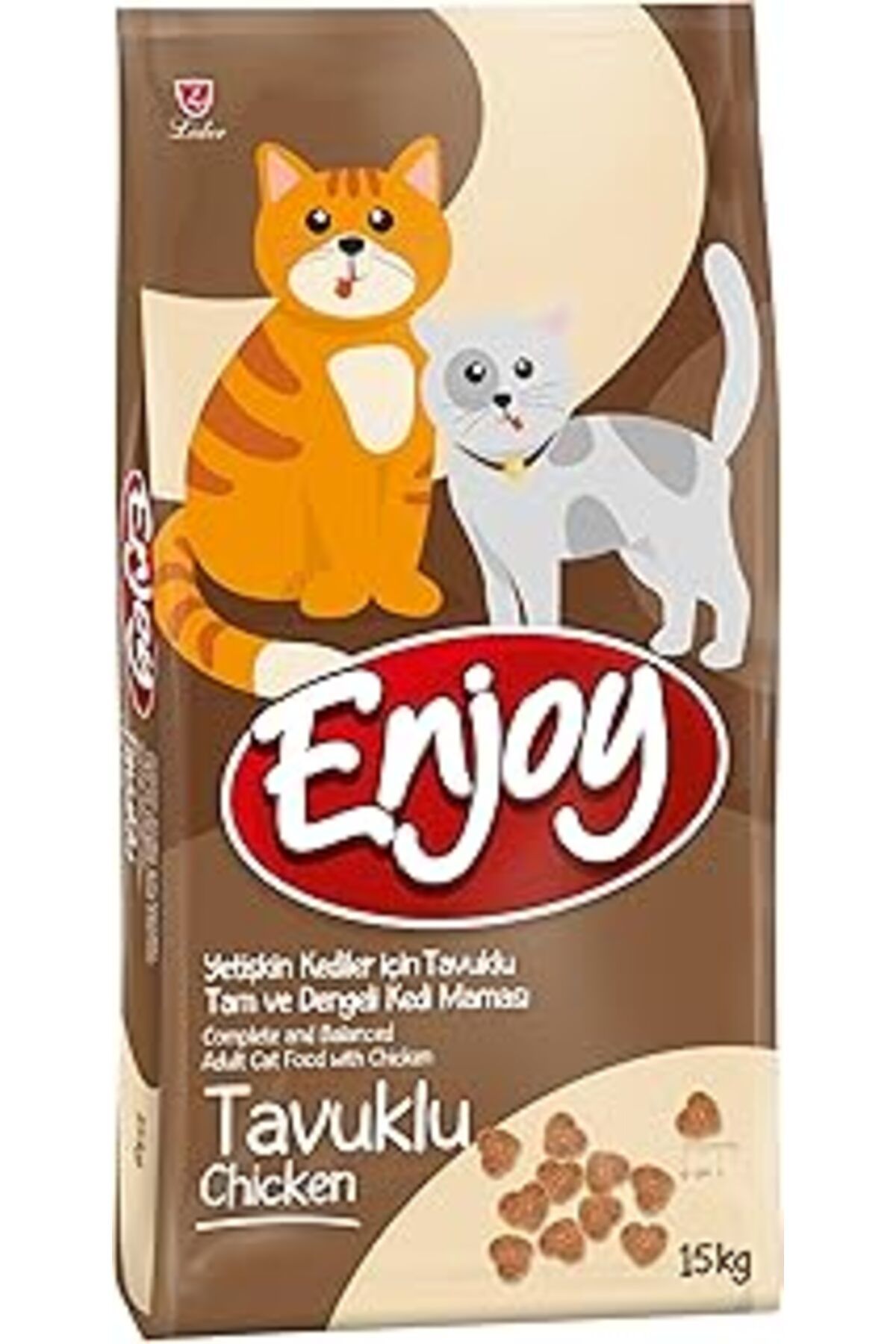 karadağsb Enjoy Kuru Kedi Maması, Tavuklu, Yetişkin, 15 Kg Kahverengi