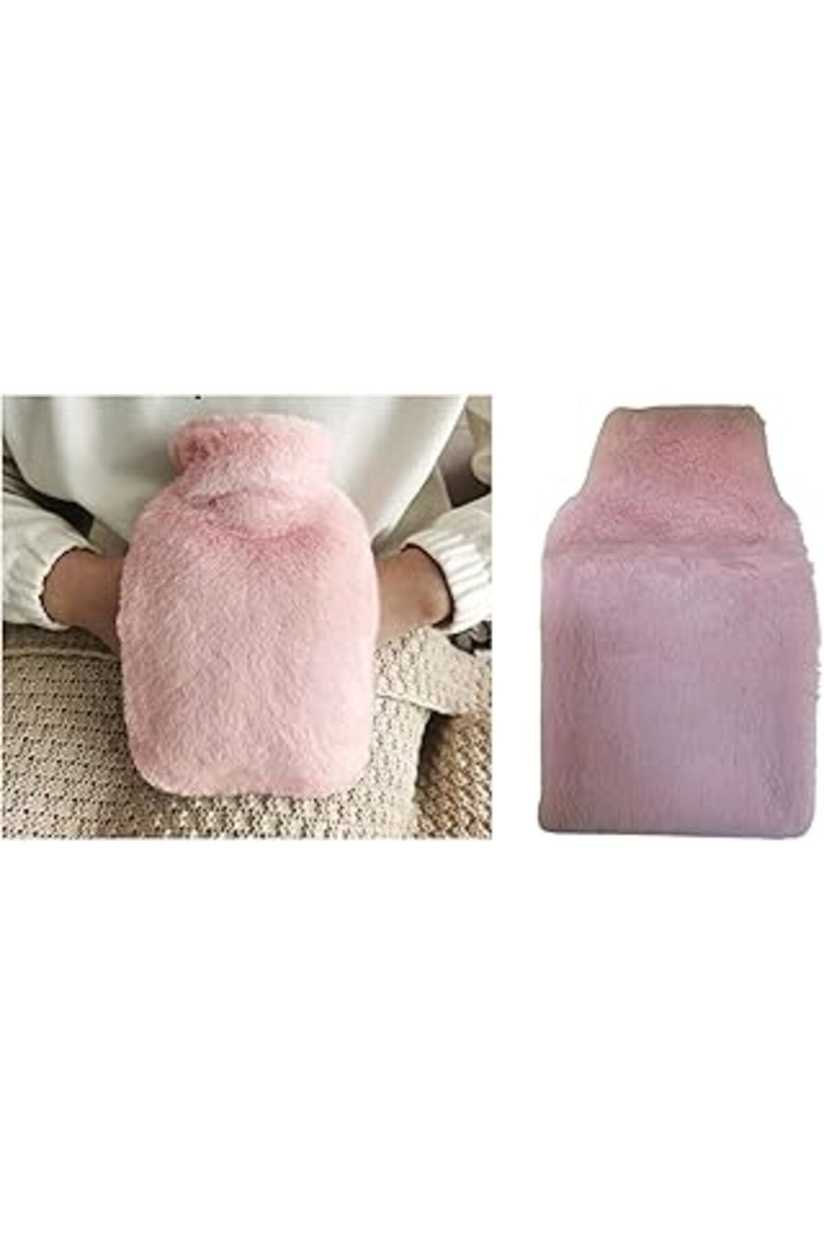 nazeninstoğu Sicak Su Torbasi Yan Cepli Pembe Peluş Termofor 27x17x2cm 750ml