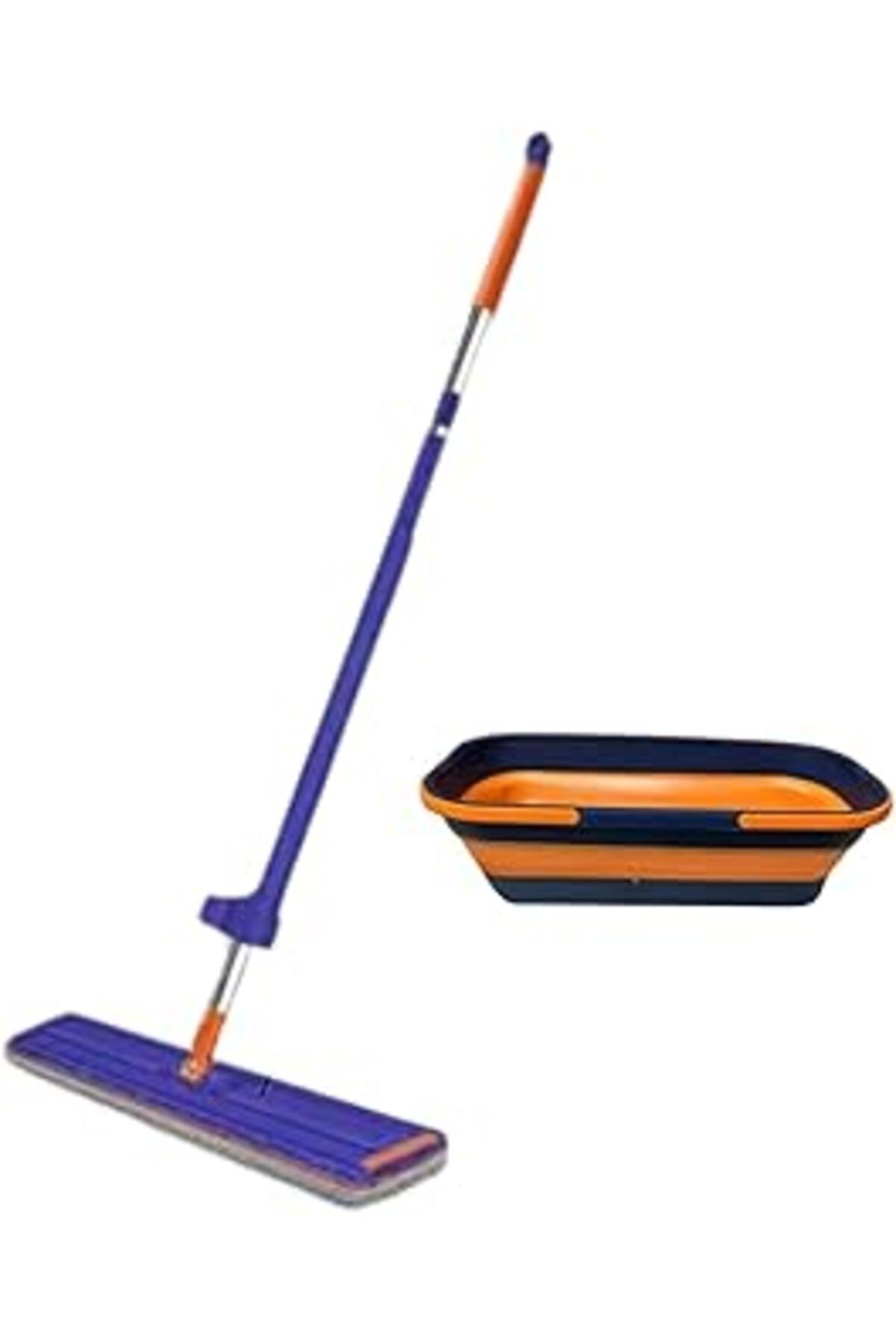 Mu Art Ahşap Befto Home 360° Dönebilen Kendinden Sıkmalı Büyük Boy Mop Ve Tekerlekli Katlanabilir Kova (Yedek Be