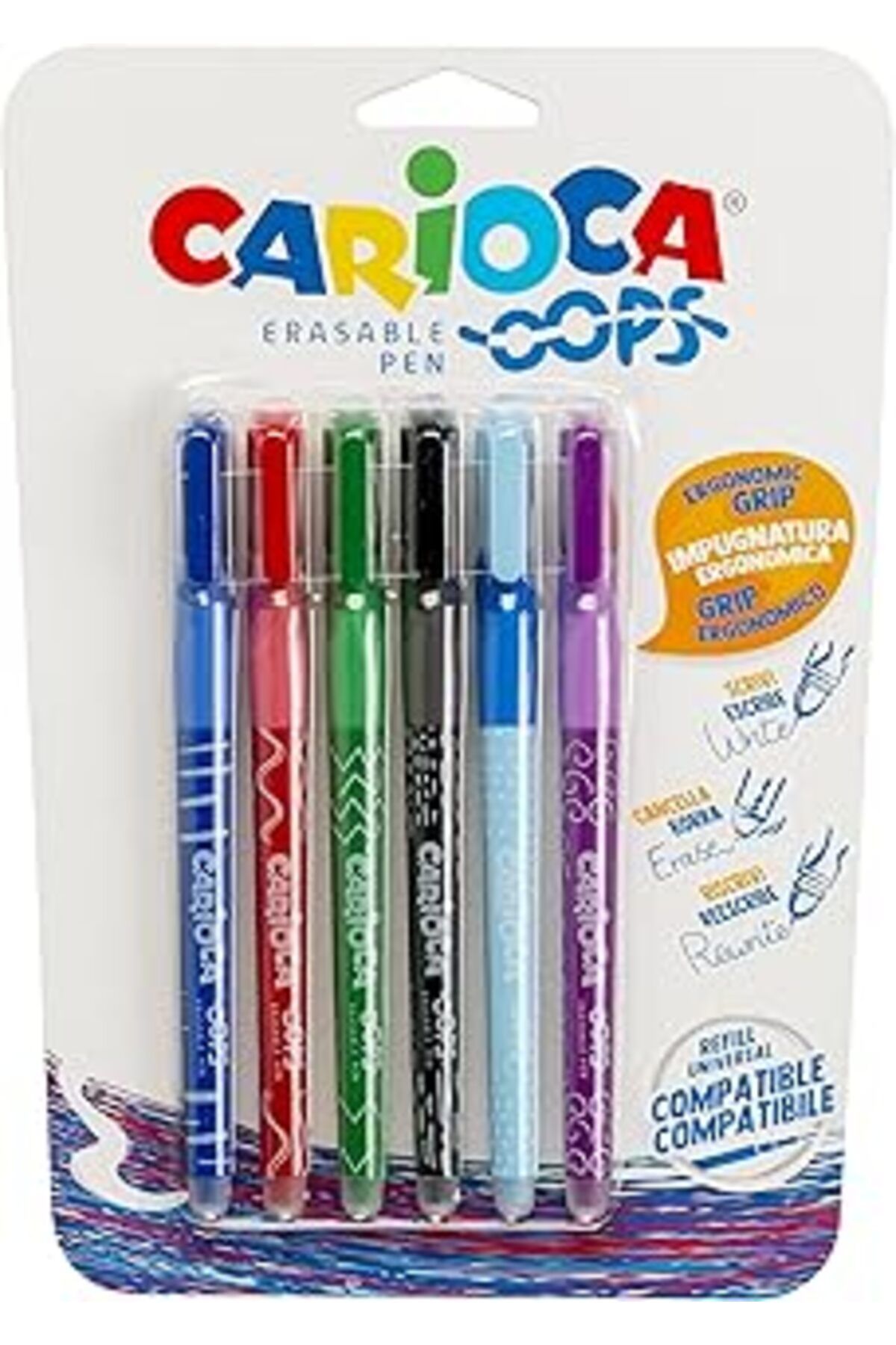 Hepta Collection Carioca Oops Silinebilir Tükenmez Kalem 6'Lı Blisterli