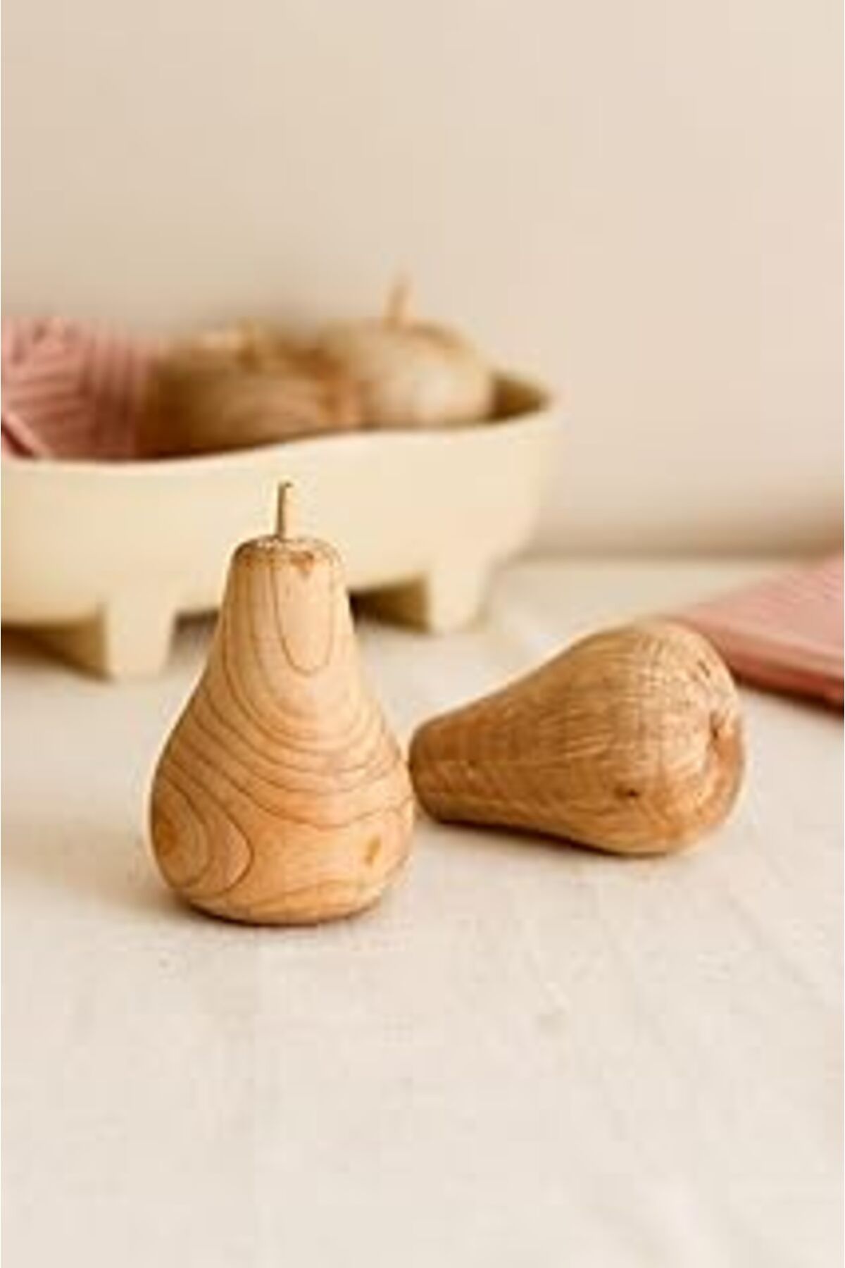 karadağsb Beige & Stone Ahşap Armut Dekoratif Biblo Obje