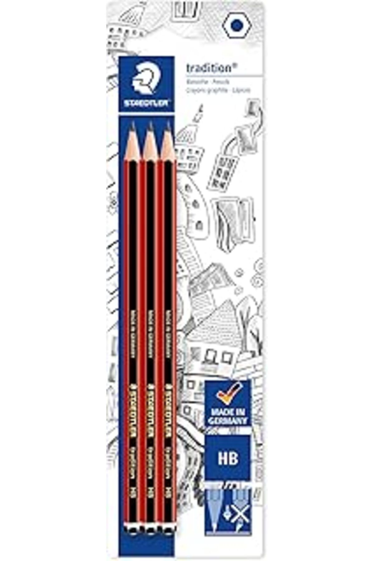 Mu Art Staedtler 110Hbbk3D10 Tradition Hb Kurşun Kalem 3'Lü Blister