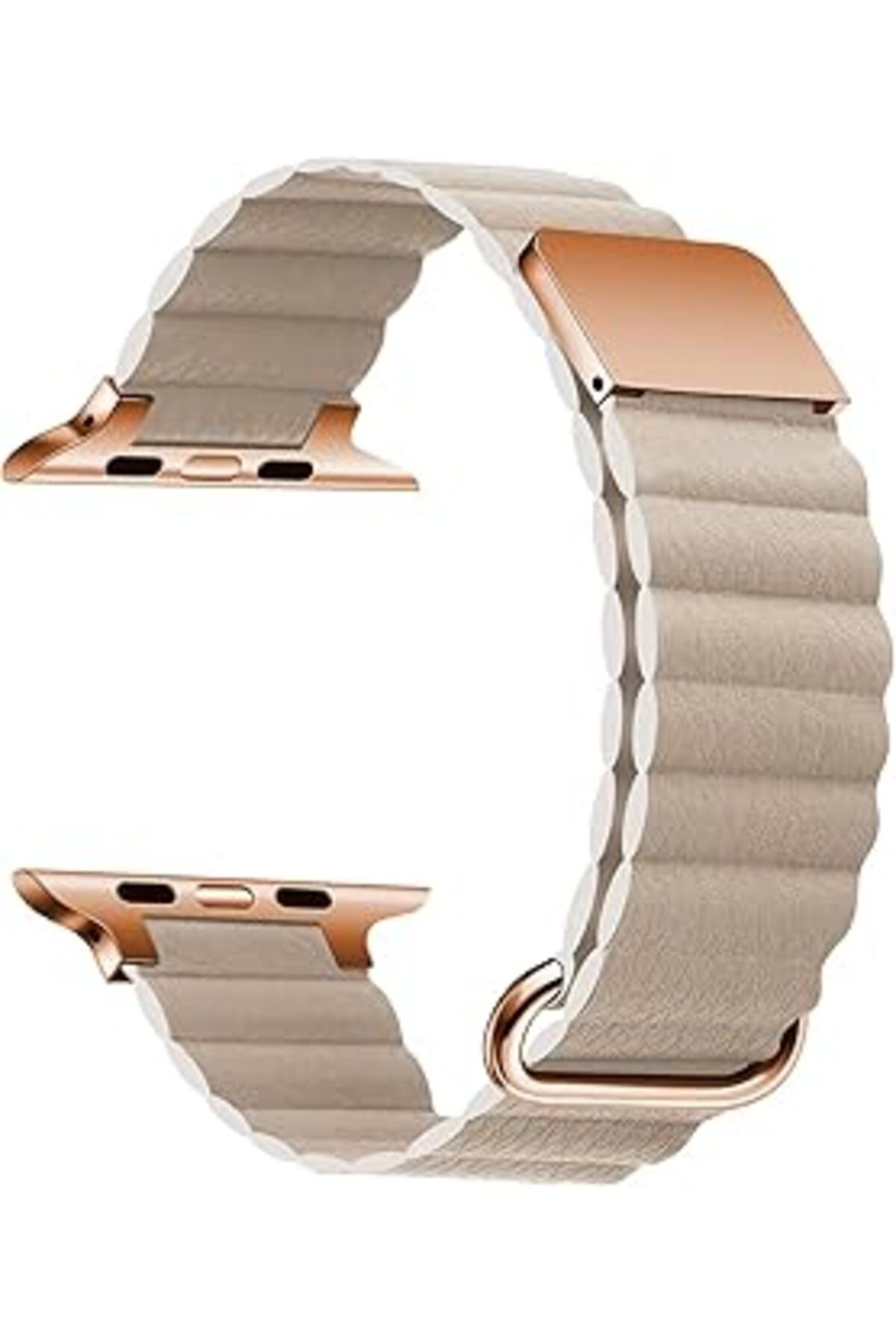 karadağsb Zore Apple İle Uyumlu Watch 7 41Mm Krd-78 Pu Deri Kordon Strap Kayış Krem
