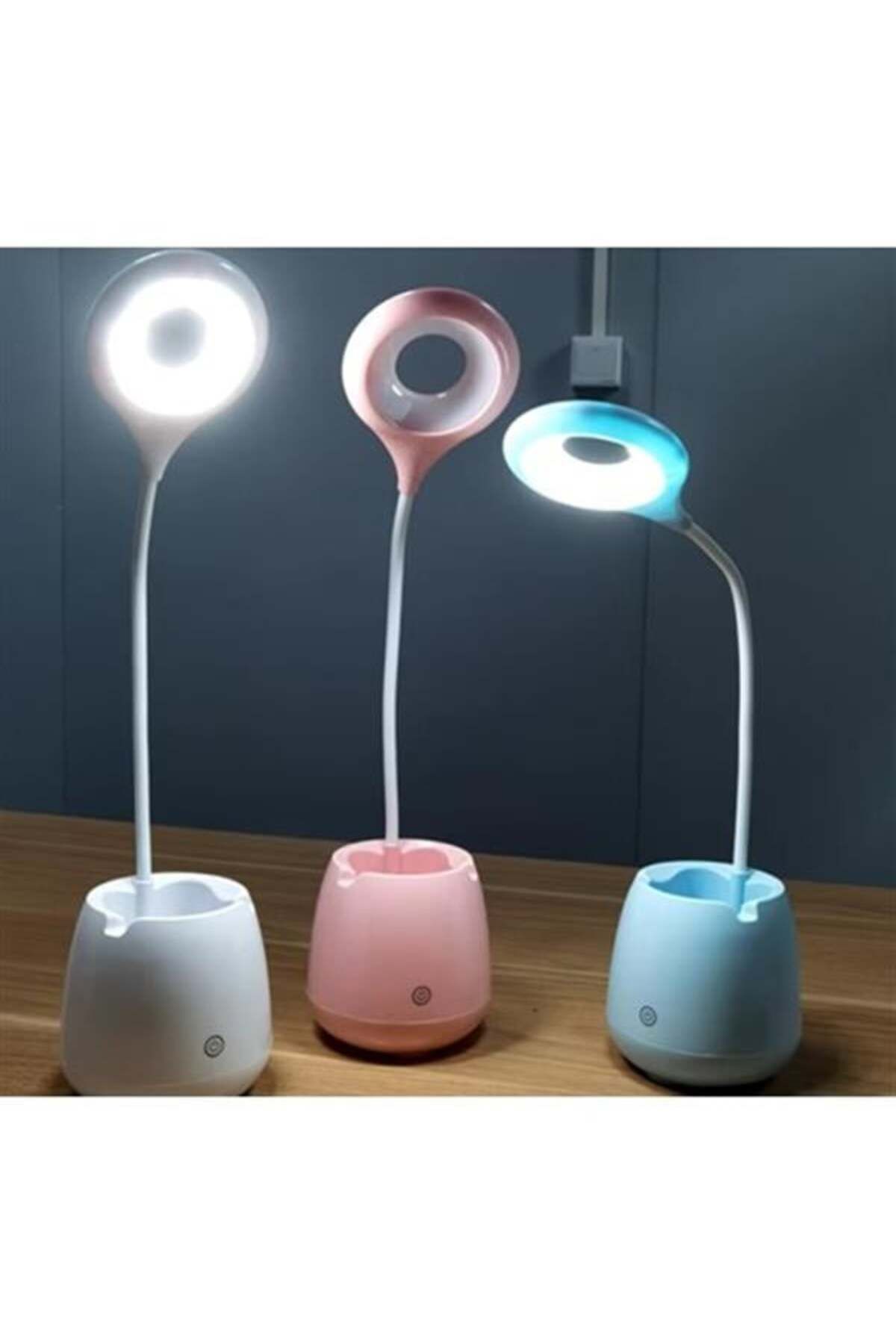 Mu Art Ahşap Halka Led Usb Şarjlı Masa Lambası