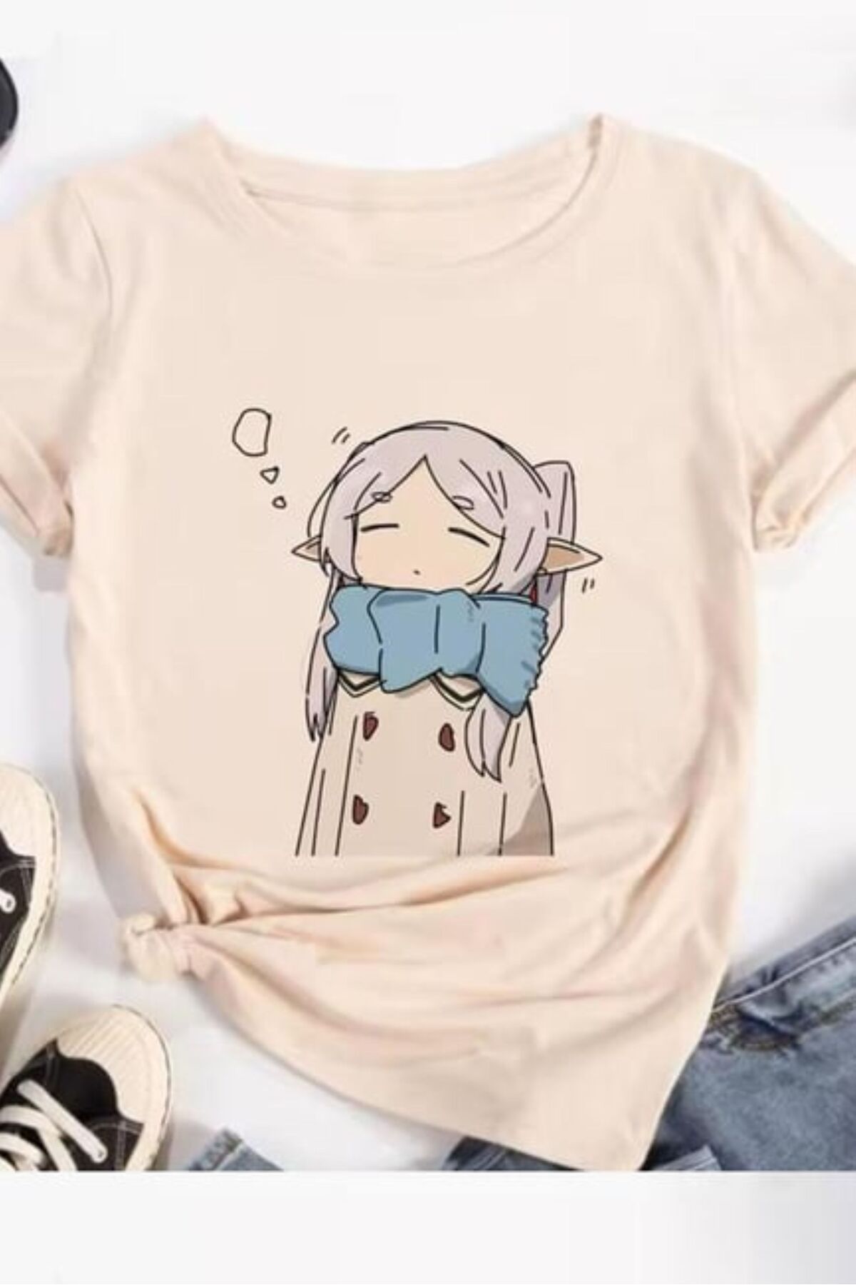 Karakedi Anime Frieren Beyond Journey's End Unisex Kısa Kollu Tshirt