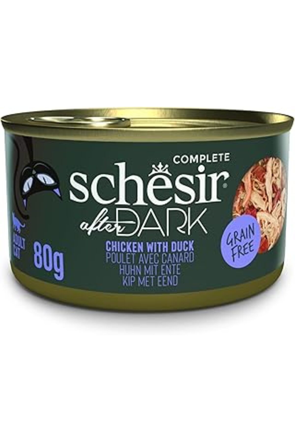 karadağsb Schesir After Dark Tavuk Ile Ördek Et Suyunda Yetişkin Kedi Konservesi 80G