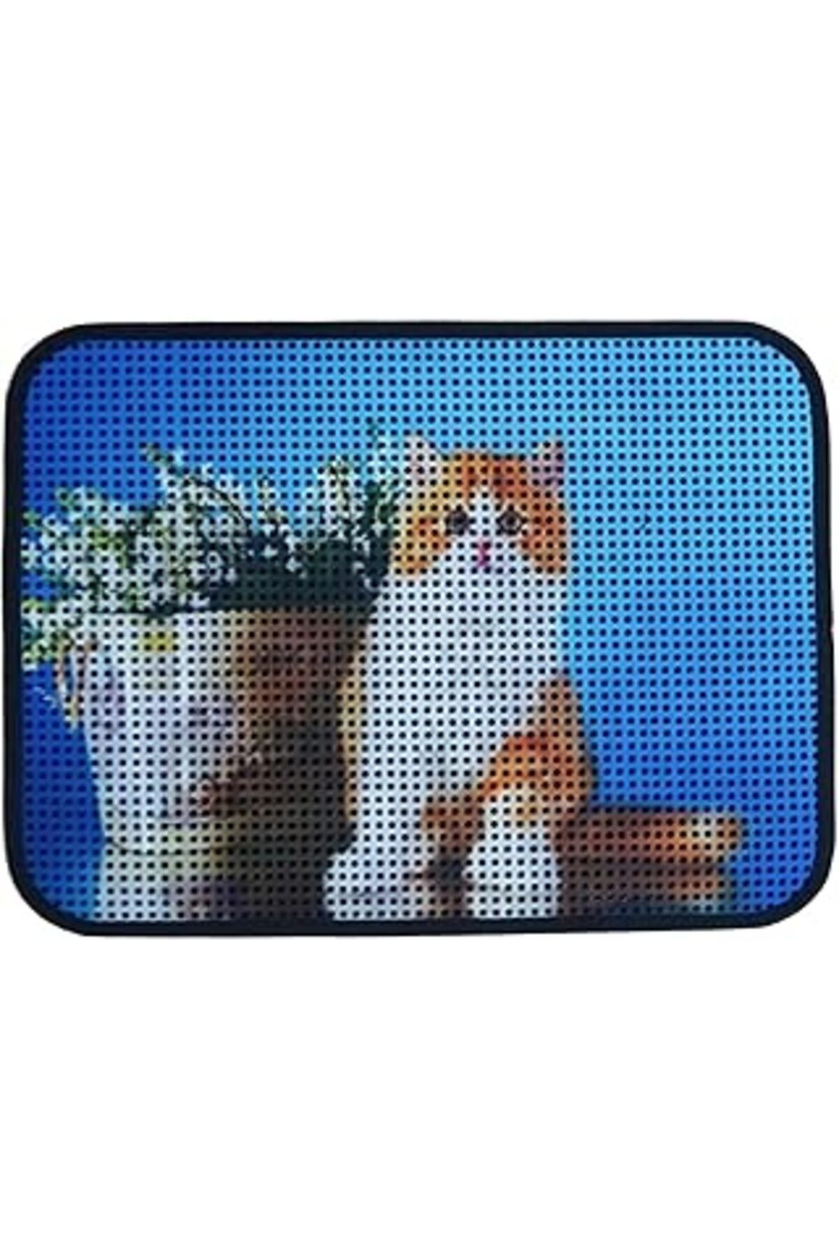 karadağsb Miapet Elekli Desenli Kedi Tuvalet Önü Paspası 60 X 45 Cm Saksı