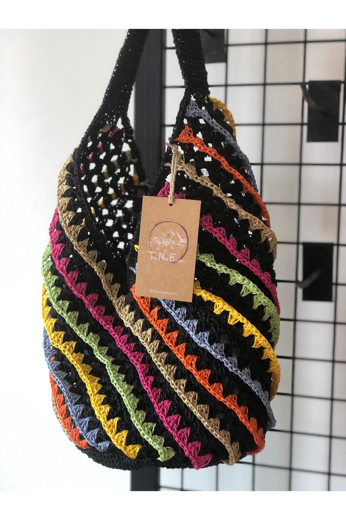 the nile fashion Kağıt ip renkli heybe çanta