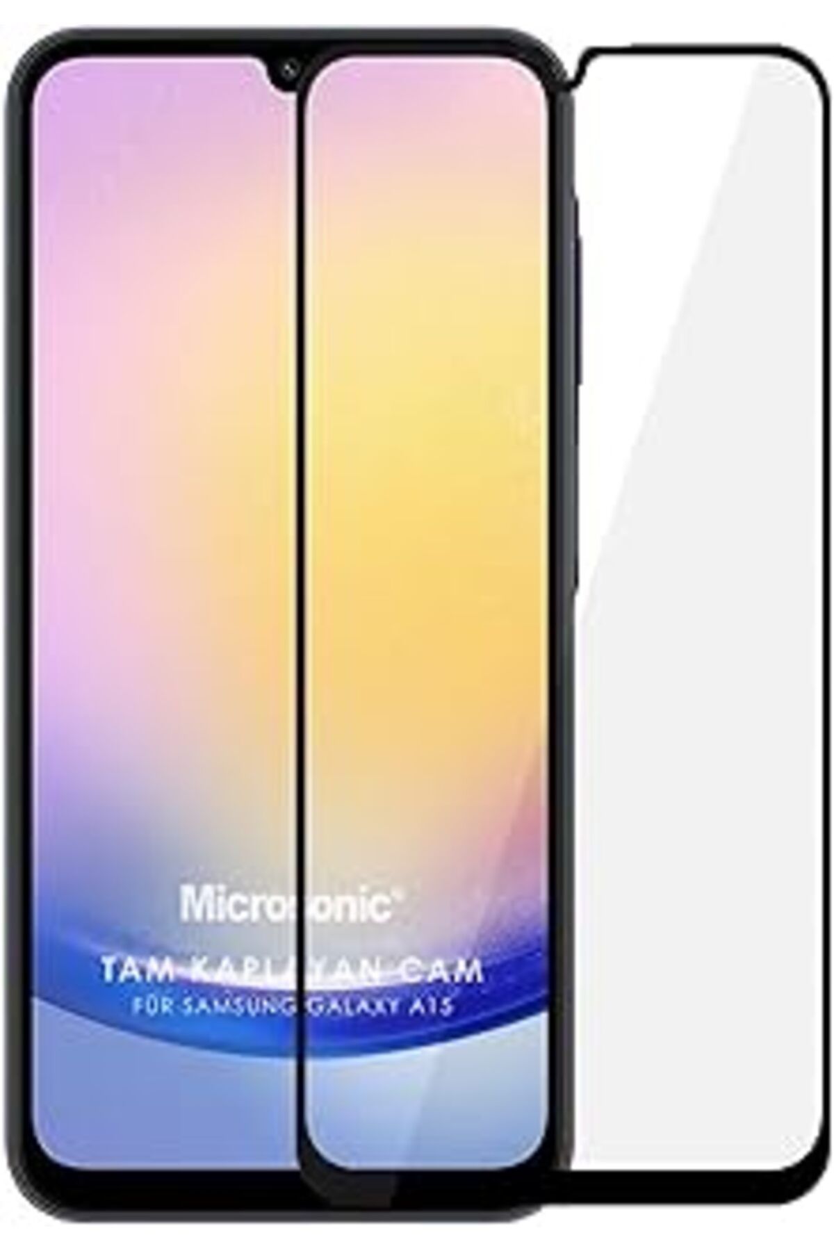 Pazarcan Microsonic Samsung Galaxy A15 Tam Kaplayan Temperli Cam Ekran Koruyucu Siyah