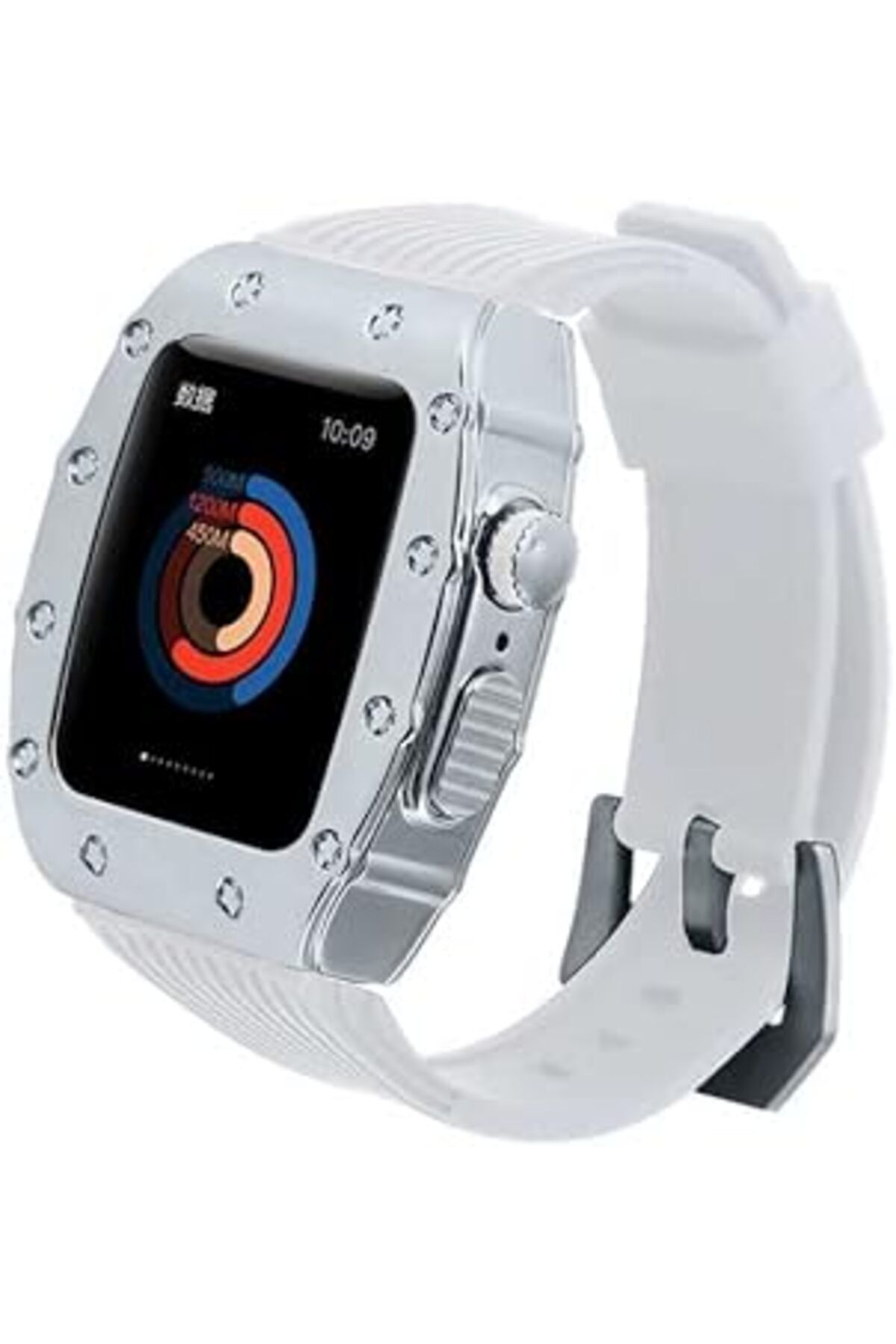 karadağsb Zore Apple İle Uyumlu Watch 7 45Mm Krd-65 Kordon Beyaz-Gümüş