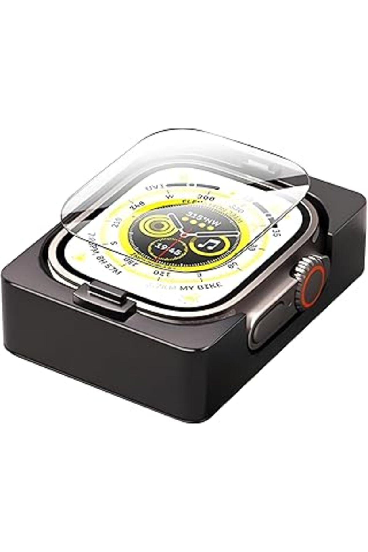 karadağsb Minesk Apple Watch Ile Uyumlu 45Mm Için Kolay Kurulum Aparatlı Full Koruma Pmma Ekran Koruyucu Otom