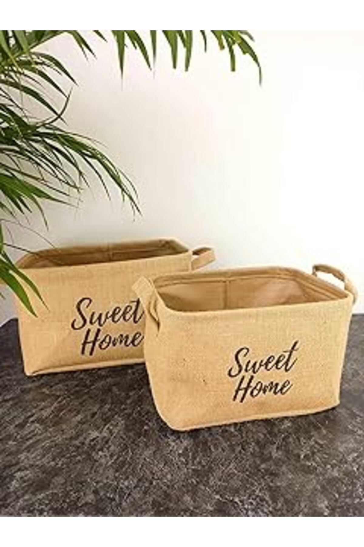 karadağsb Bitki Tasarımı Sweet Home Jüt Hasır Ev Düzenleyici Mutfak Banyo Salon Sepeti Katlanır Sıvı Korumalı