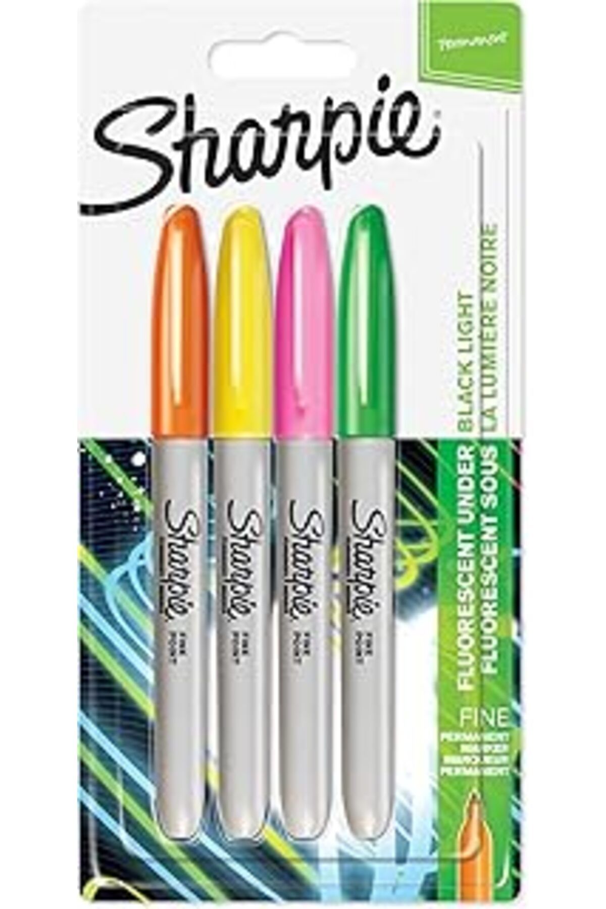 Pazarcan Sharpie Fine Permanent Markör 4'Lü Paket, Neon Renkler