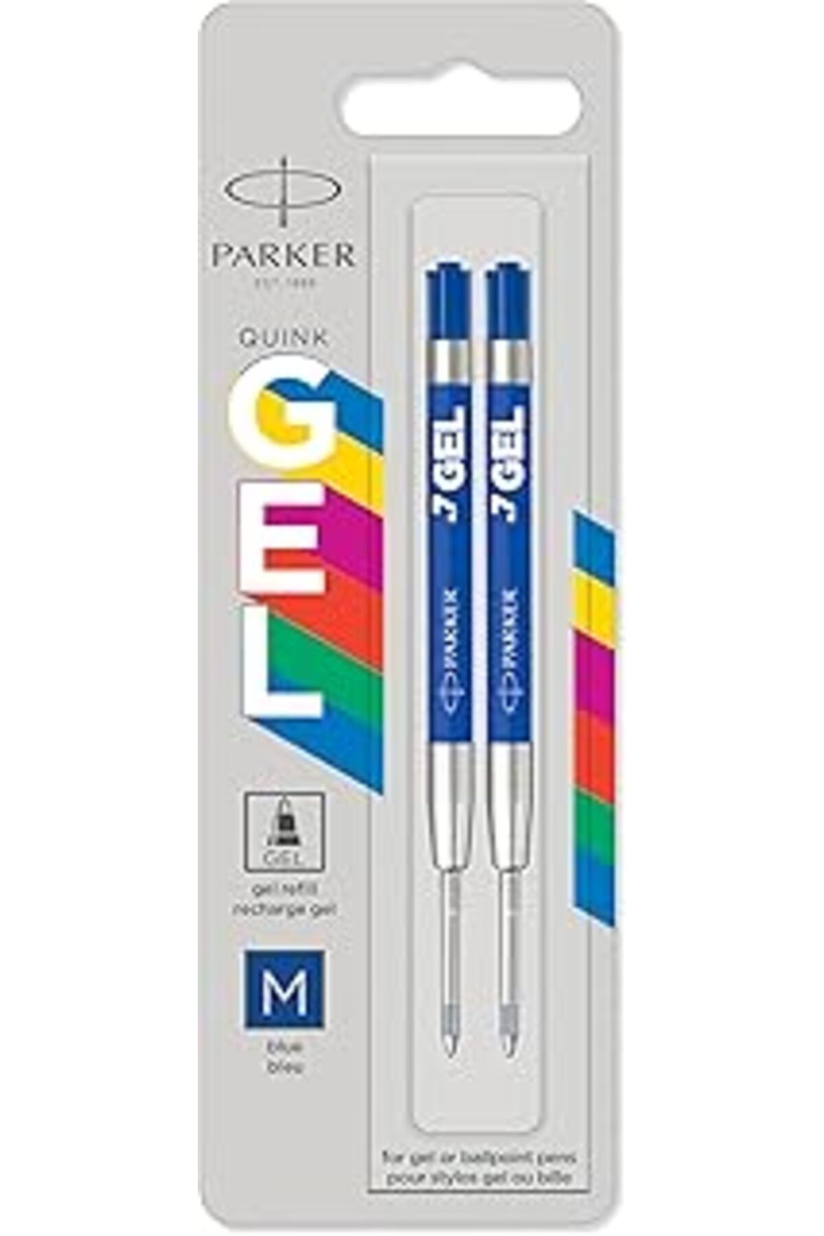 Roses Store Parker Jel Kalem Refill, Plastik Gövde, 2'Li Blister, M Uç, Mavi
