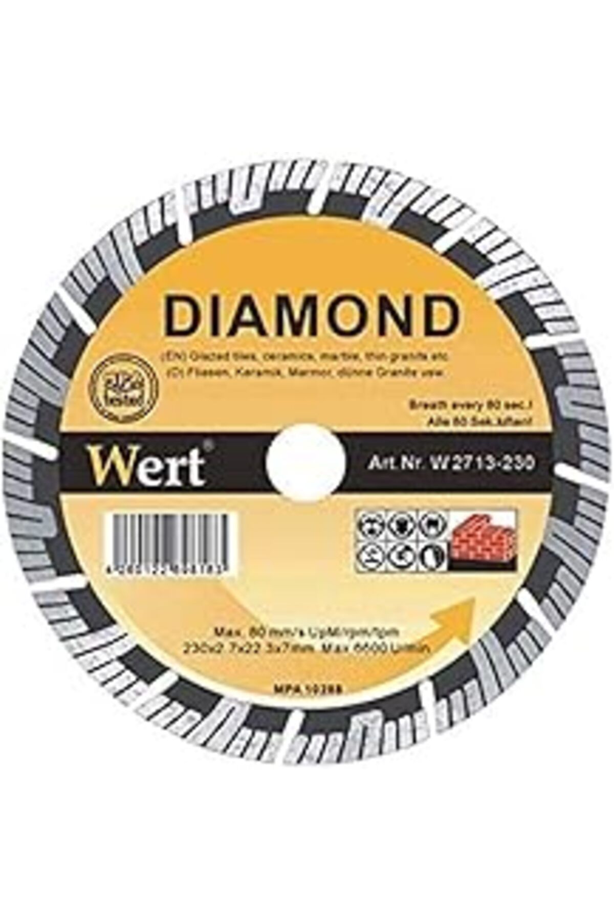 robotrend Wert W 2713/230 Süper Turbo Elmas Tesetere, Turuncu/Gri, 230Mm
