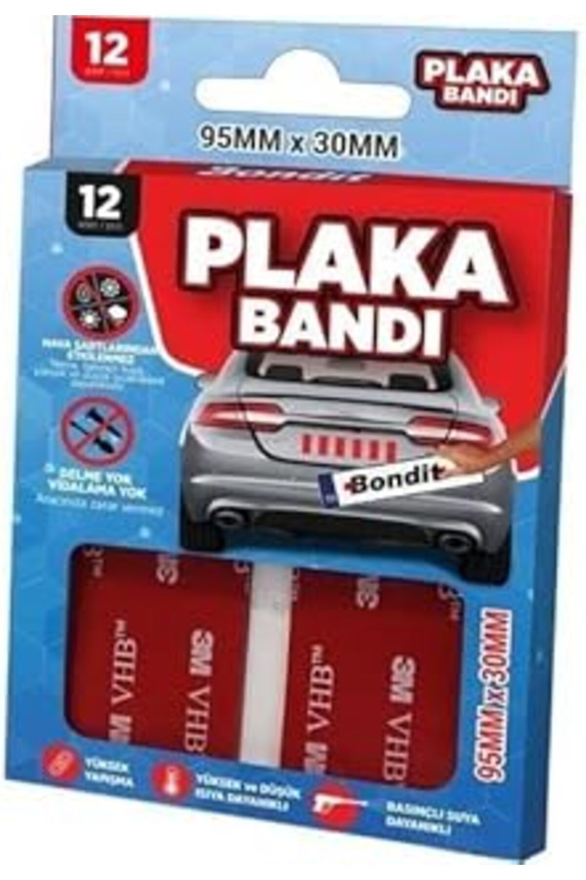 NETWORK ART Telvesse Bondit 3M Plakalık Yapıştırma Bandı Vhb Çift Taraflı Bant 12 Adet