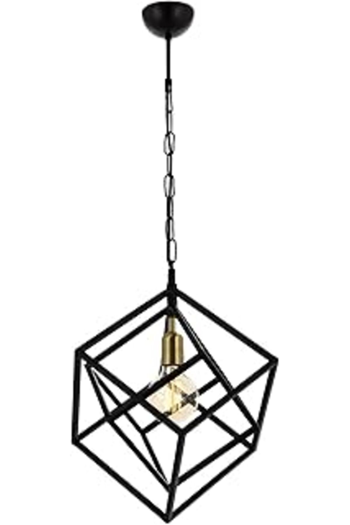 Mu Art Ahşap Avonni Av-60117-1Bsy Eskitme/Siyah Boyalı Modern Avize, E27, Metal, 42 Cm