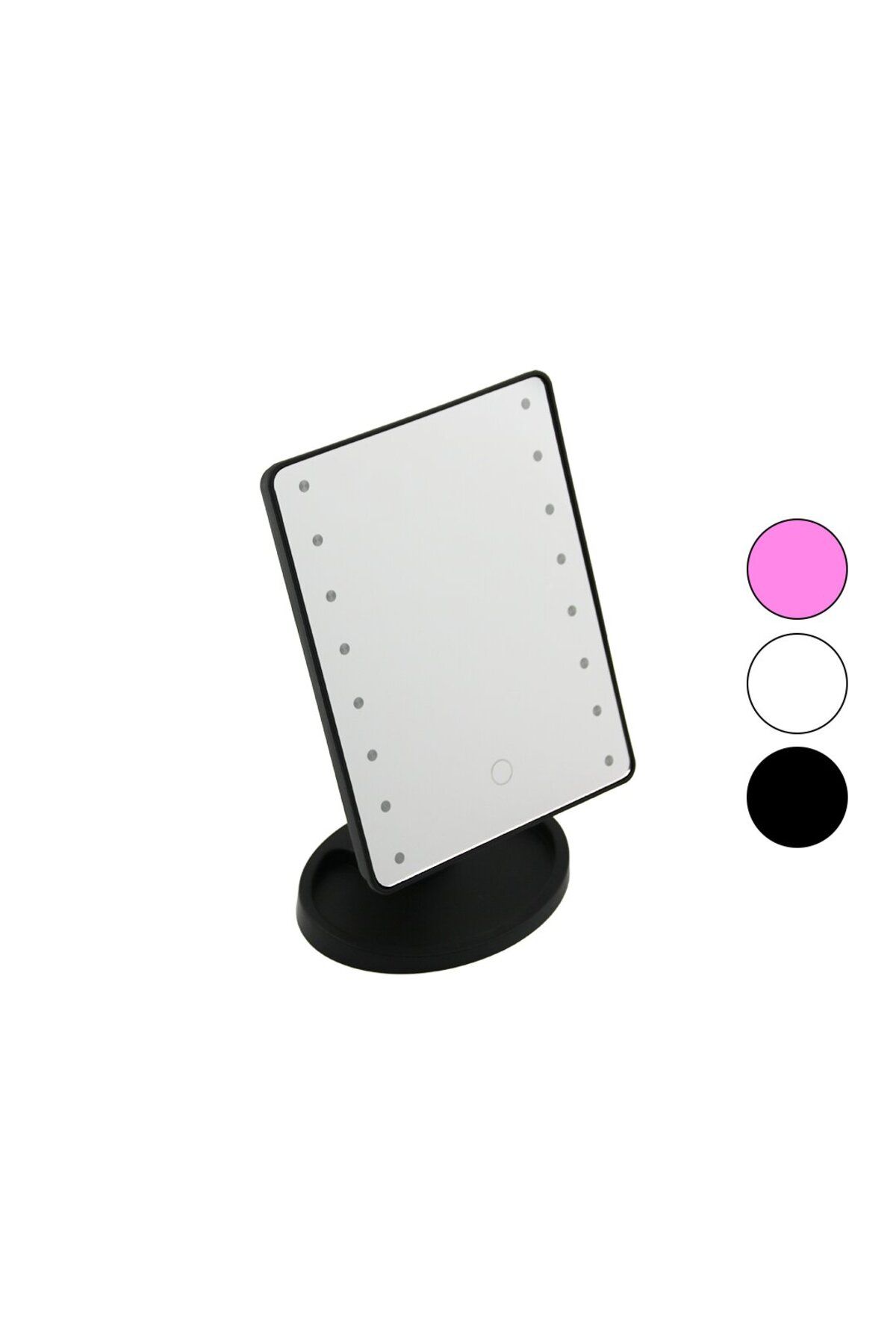 ALHAY 16 LEDLİ - PİLLİ MAKYAJ AYNASI 360 DERECE DÖNEBİLEN TAKILIK SEPETLİ AYAK RENKLİ PLS. 16.5X21.5CM (