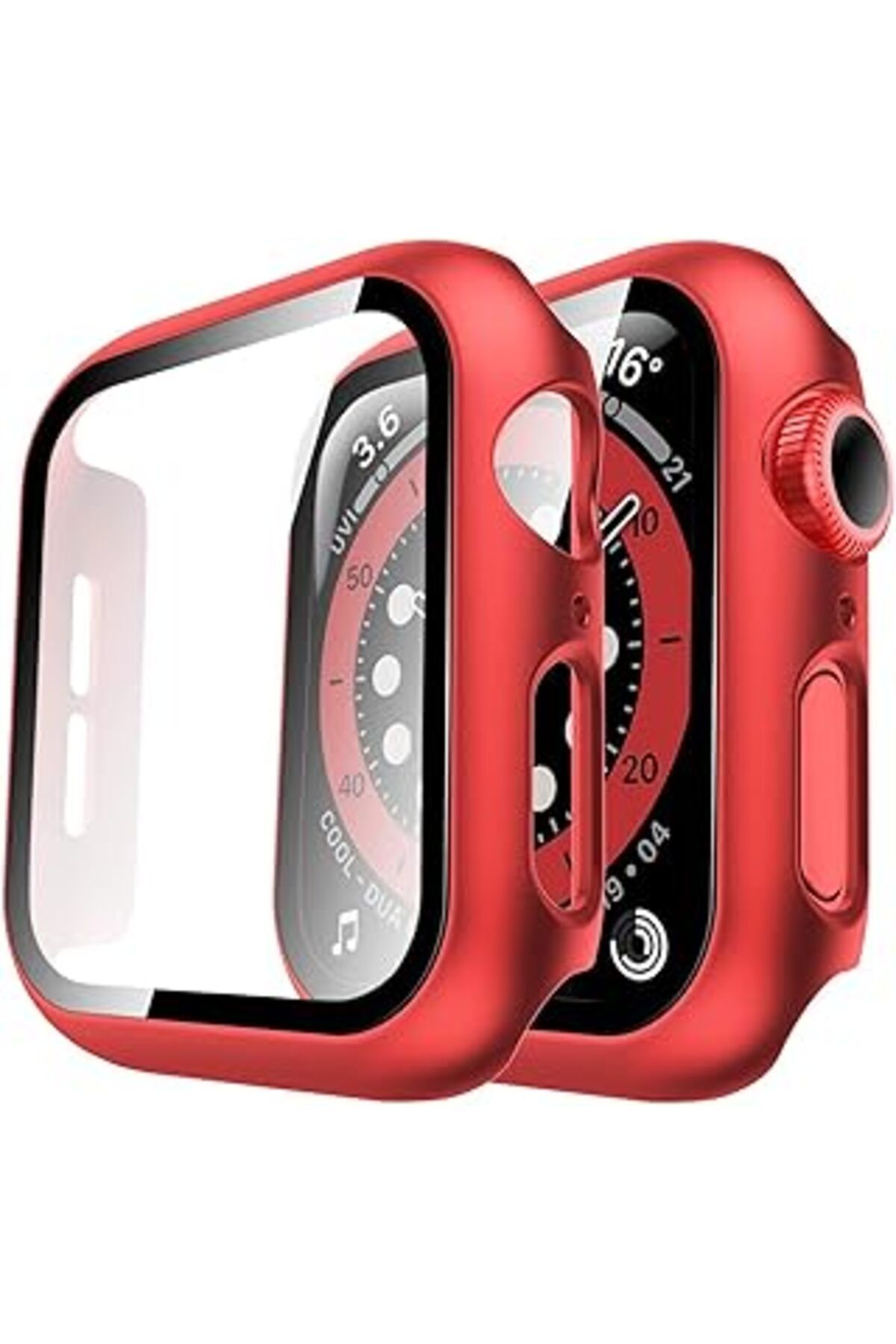 Mu Art Minesk Apple Watch Ile Uyumlu Ekran Koruyucu Ve Kılıf Bir Arada Kasa Tam Koruma (41Mm, Kırmızı)